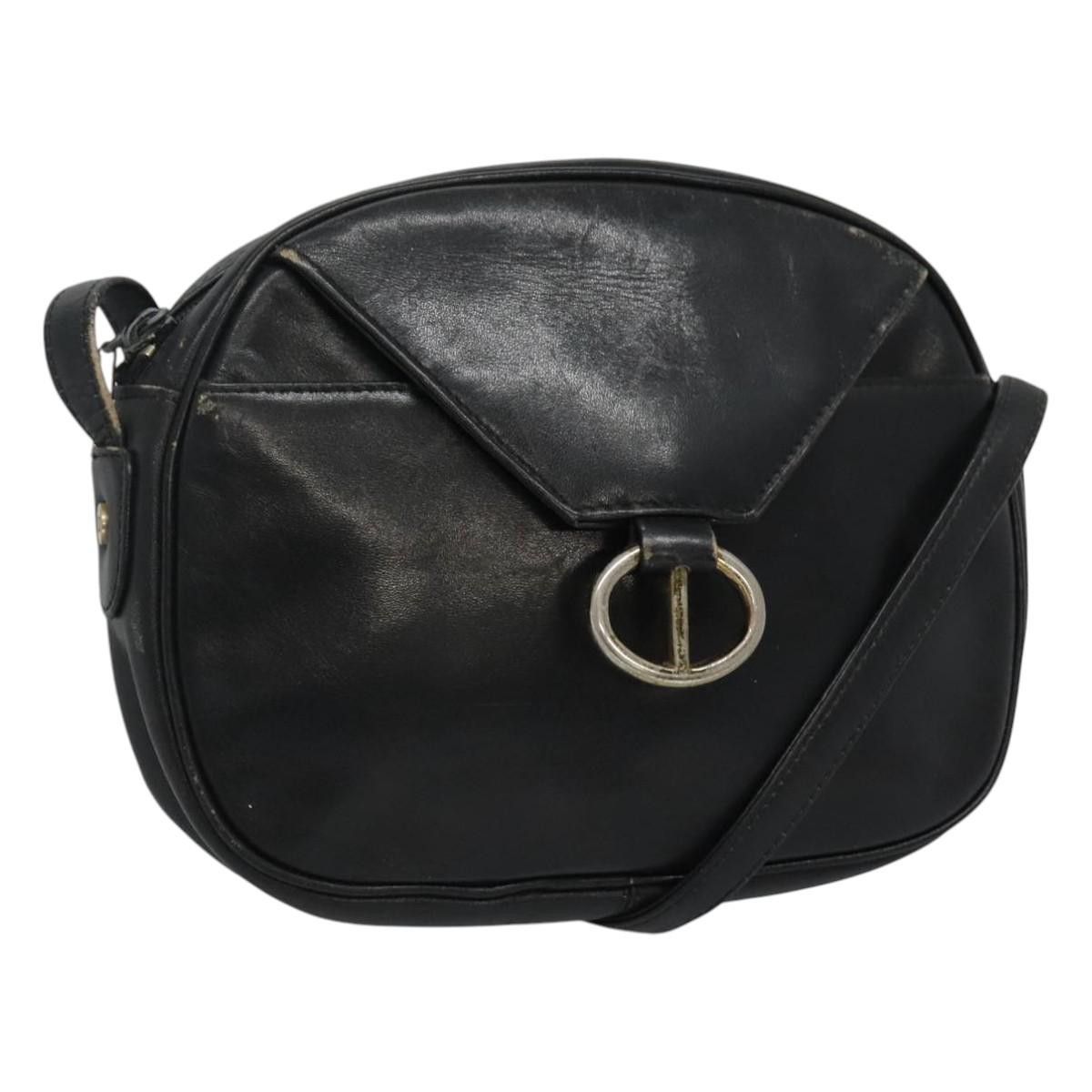 Dior Shoulder Bag Leather Navy Gold in Blue, Women's