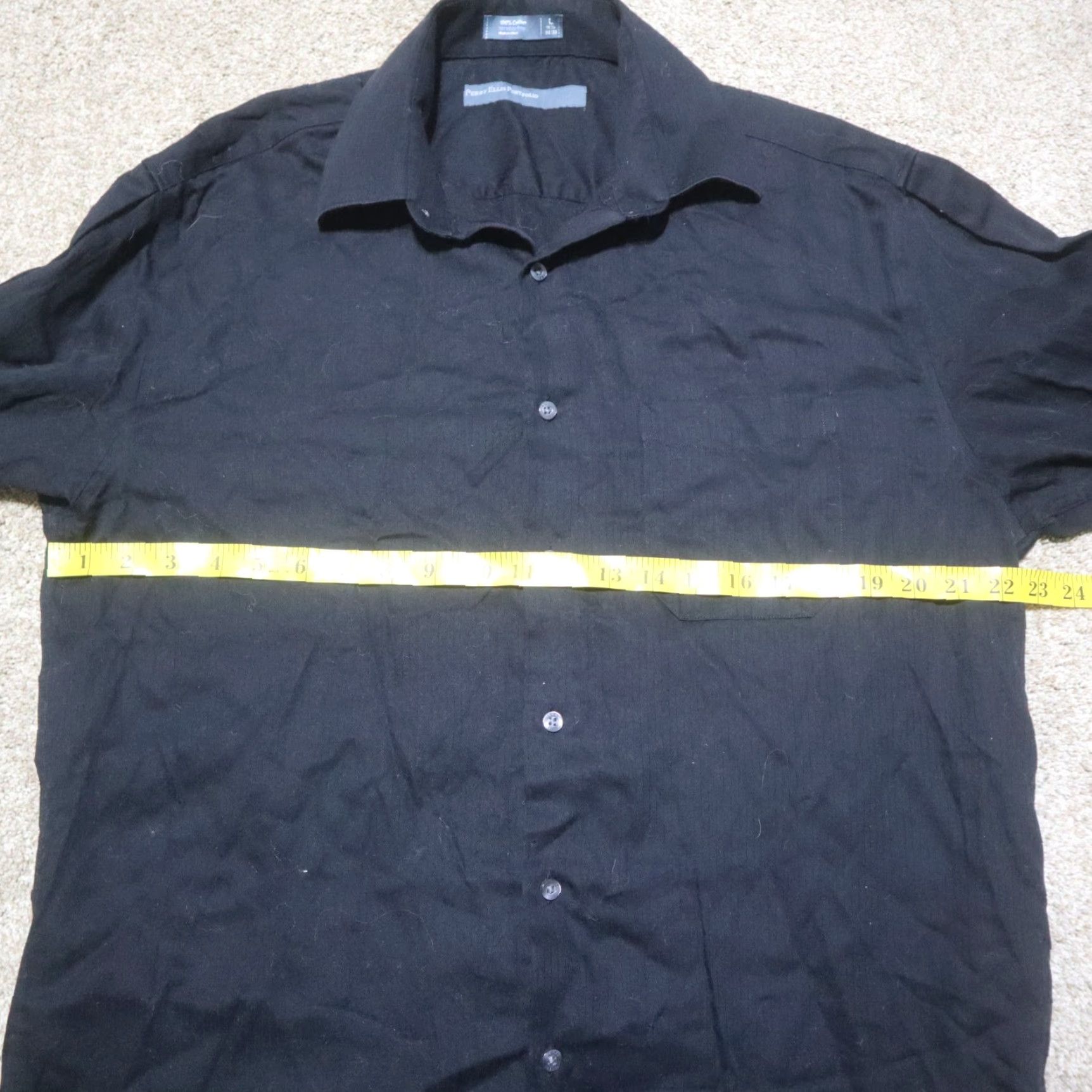 Perry Ellis Perry Ellis Shirt Mens Solid Black Long Sleeve Button-Up 15.5 100% Cotton Adult Size L Size US L / EU 52-54 / 3 - 4 Thumbnail