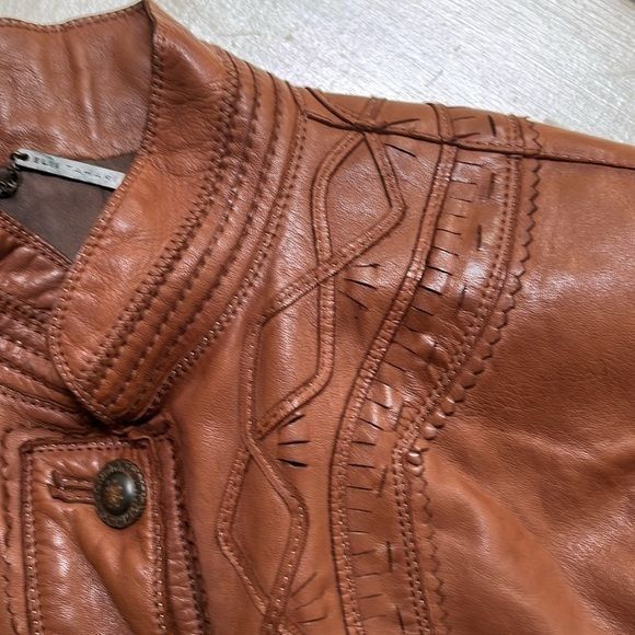 Elie Tahari ELIE TAHARI size S super soft cognac brown leather fitted ja Size S / US 4 / IT 40 - 4 Thumbnail
