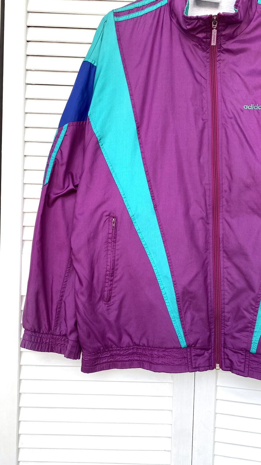 Adidas × Vintage Vintage Adidas Track Retro Jacket Nylon 90s Purple Size US M / EU 48-50 / 2 - 9 Thumbnail
