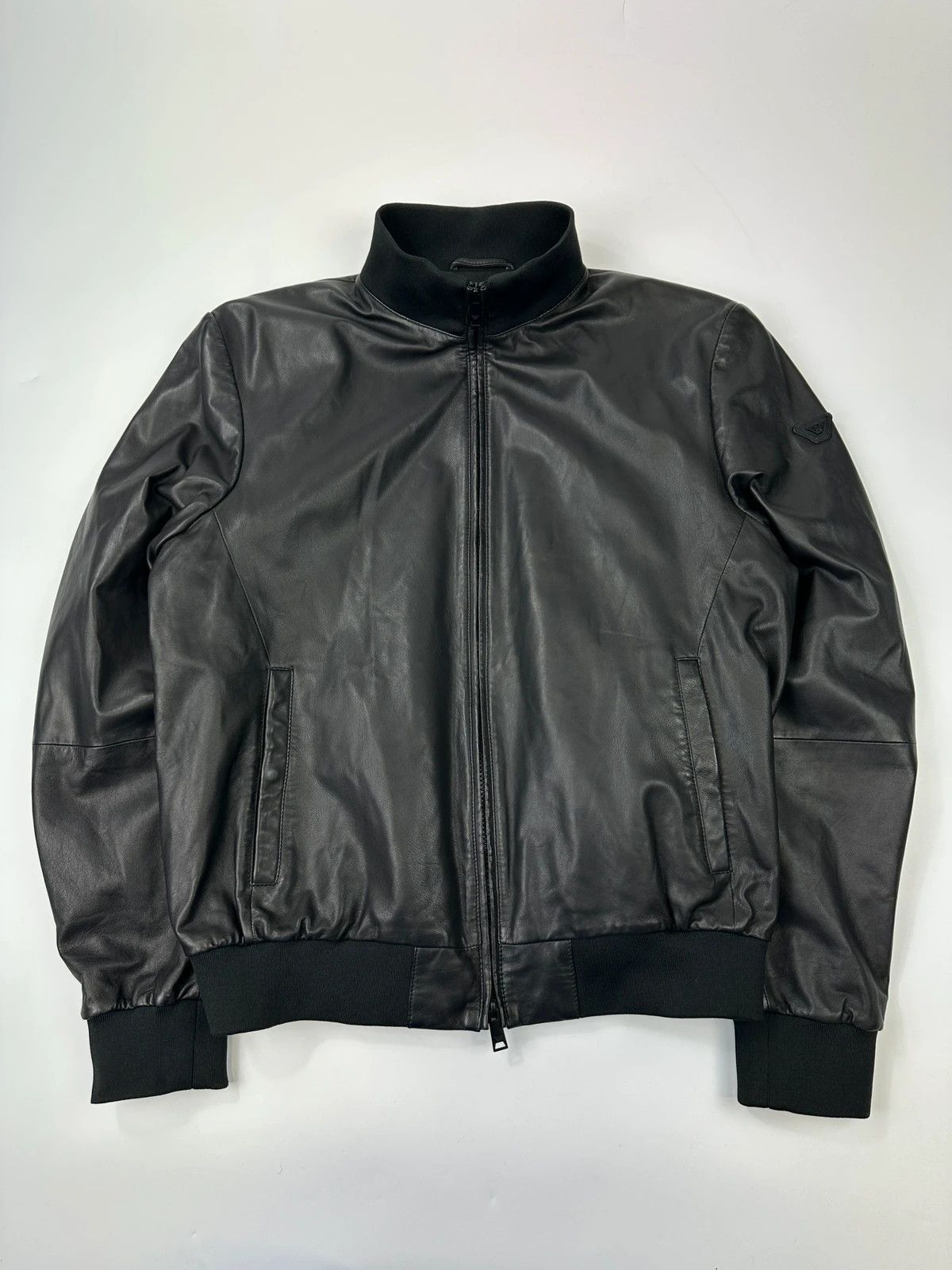 Emporio Armani Emporio Armani FW2019 Black Lamb Leather Bomber Jacket Size US M / EU 48-50 / 2 - 1 Thumbnail