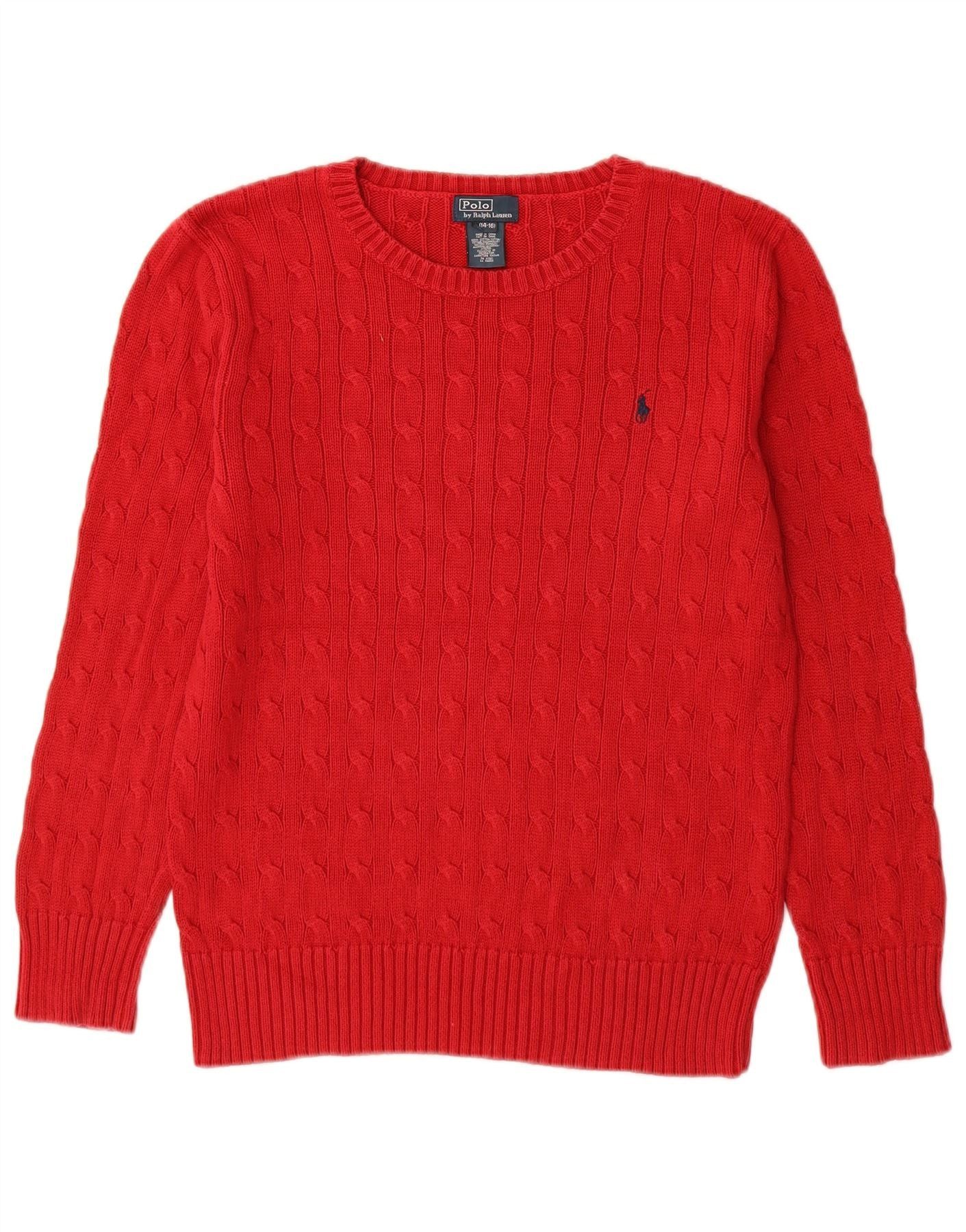 Polo Ralph Lauren Boys Boat Neck Jumper Sweater 14-15 Years Large Red Size L / US 10 / IT 46 - 1 Thumbnail