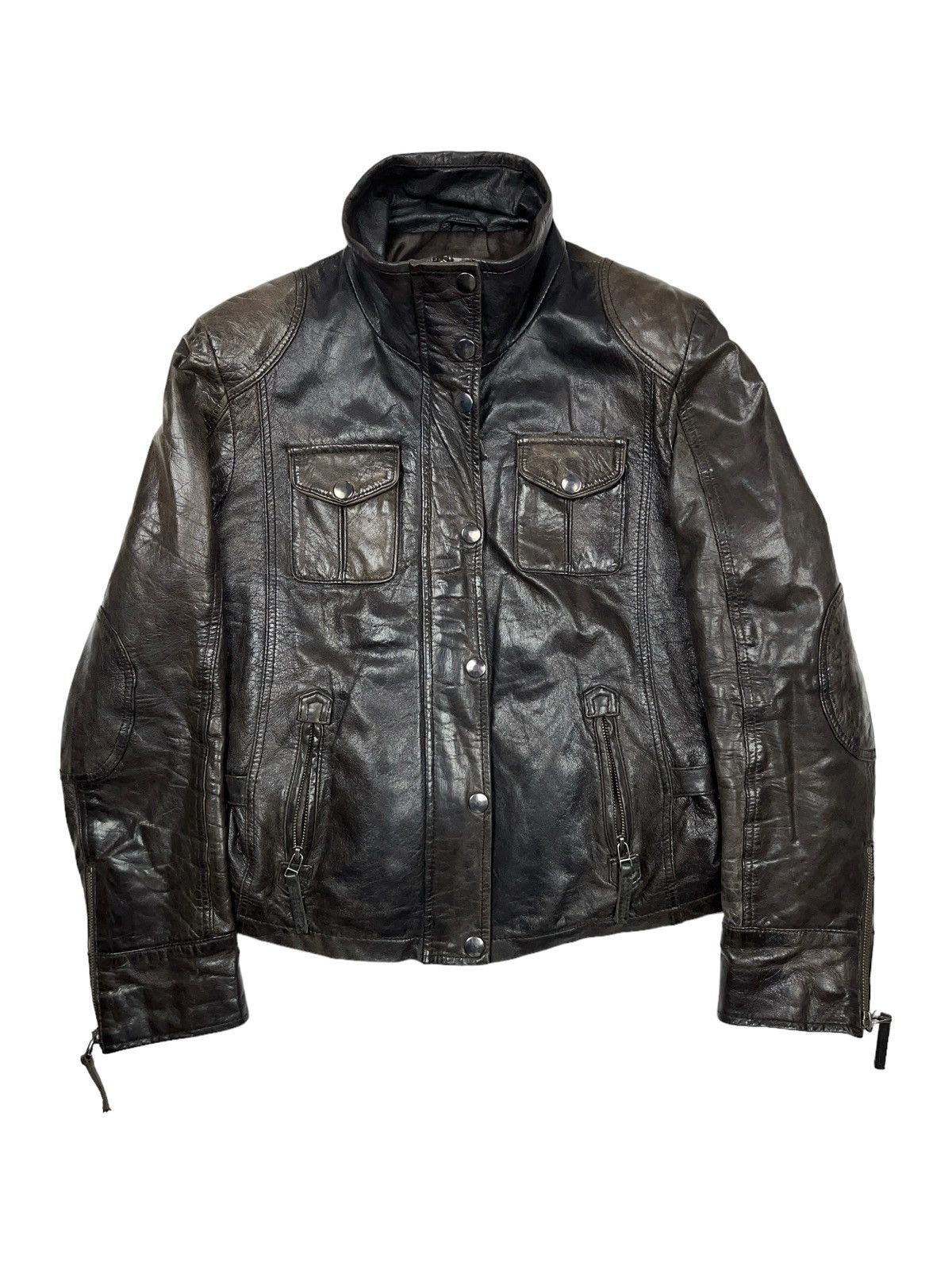 Other Archival Brown Faded Leather Jacket Avant Garde Japanese Size M / US 6-8 / IT 42-44 - 1 Thumbnail
