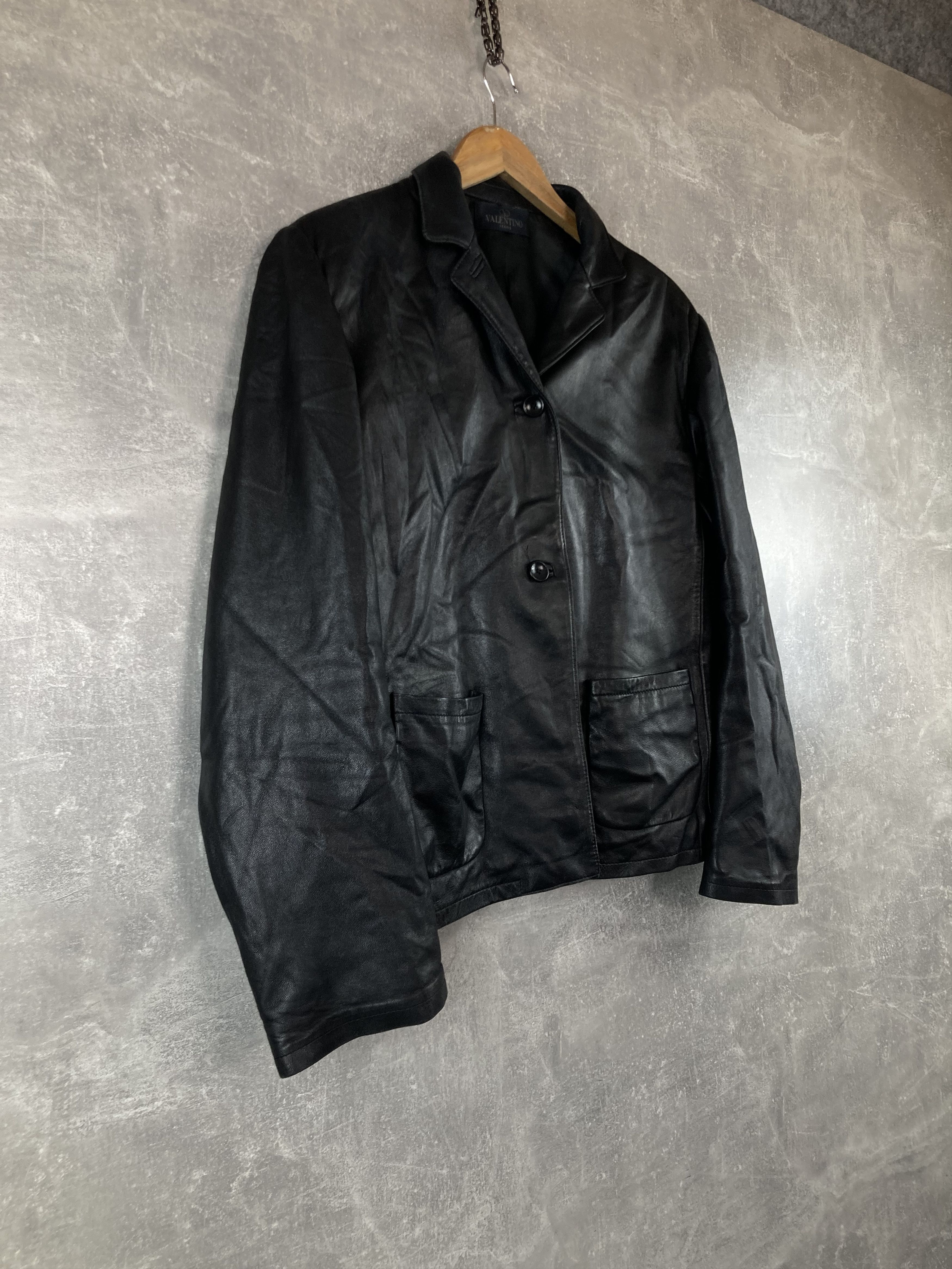 Valentino Vintage Valentino Jeans black avant garde leather jacket Size XL / US 12-14 / IT 48-50 - 2 Thumbnail
