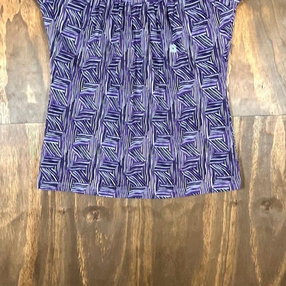 Ann Taylor Ann Taylor LOFT Blouse Purple Short Sleeve Round Neck Medium Womens Shirt Size M / US 6-8 / IT 42-44 - 3 Thumbnail