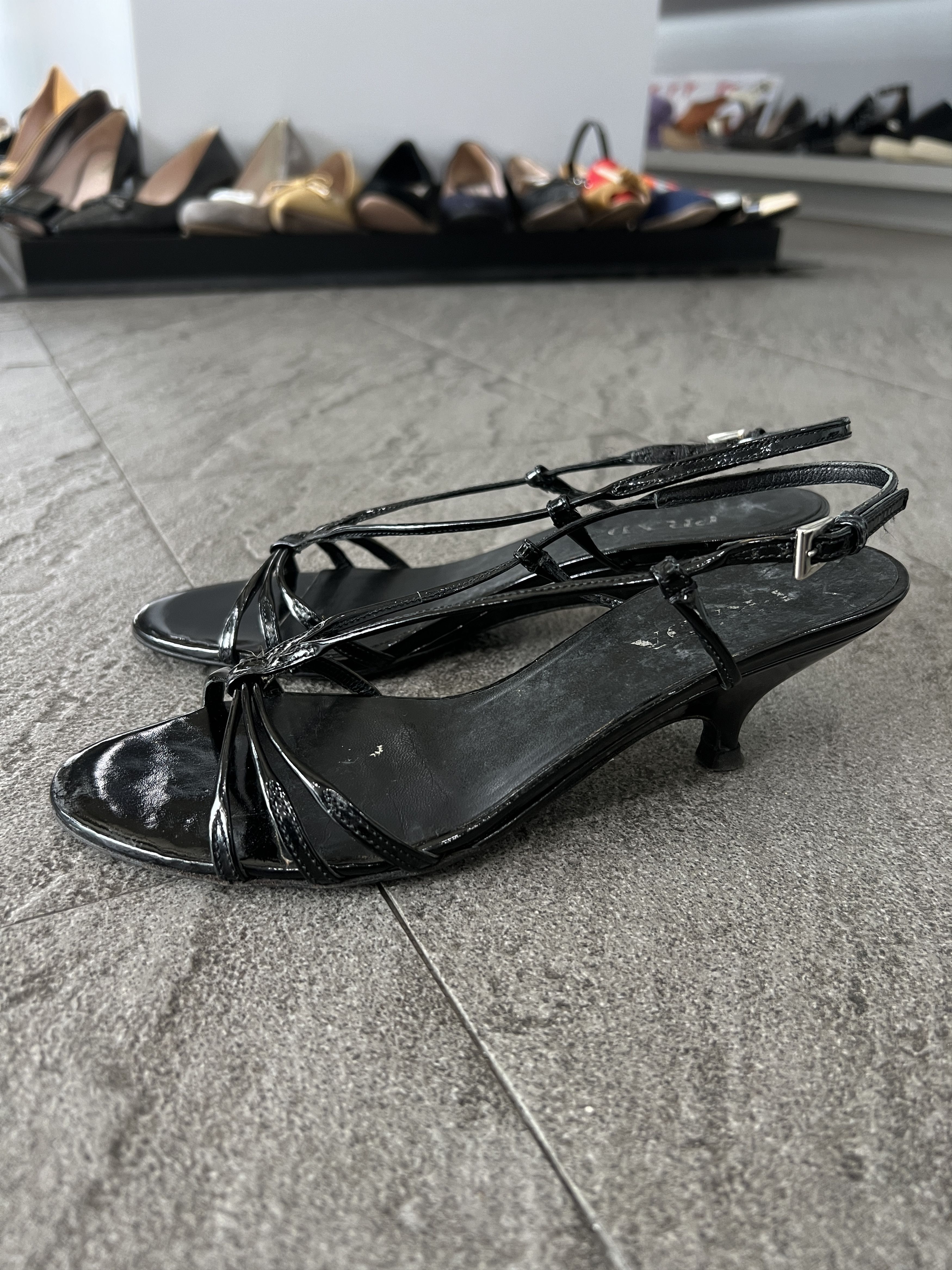 Prada Prada Black Patent Strappy Slingback Kitten Heels 35.5 Size US 5.5 / IT 35.5 - 3 Thumbnail