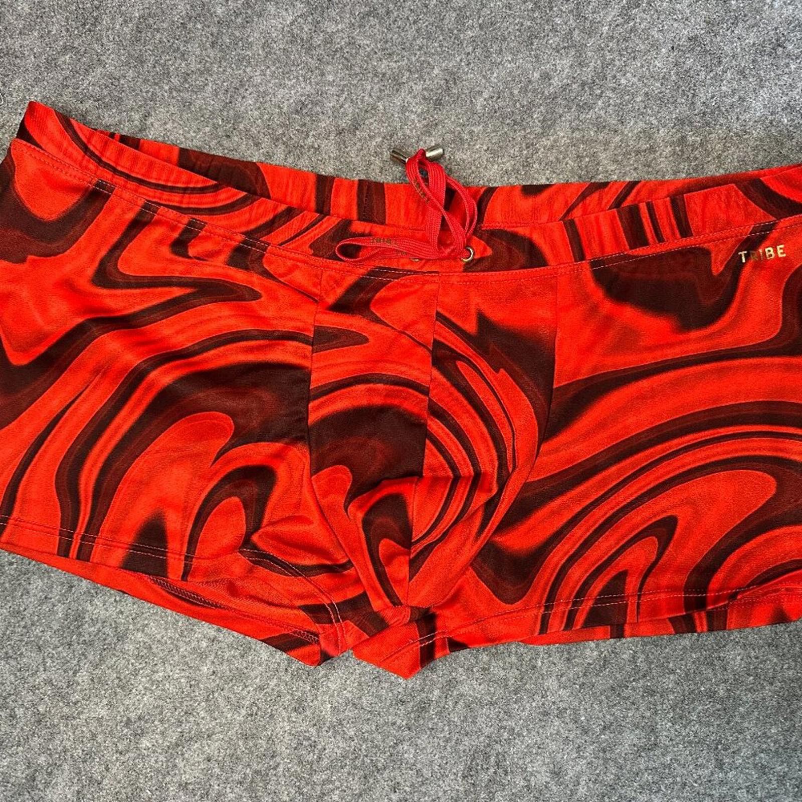 Tribal Streetwear Tribe Men’s Swim Shorts – Size 3XL – Red Swirl Print Size US 44 / EU 60 - 3 Thumbnail