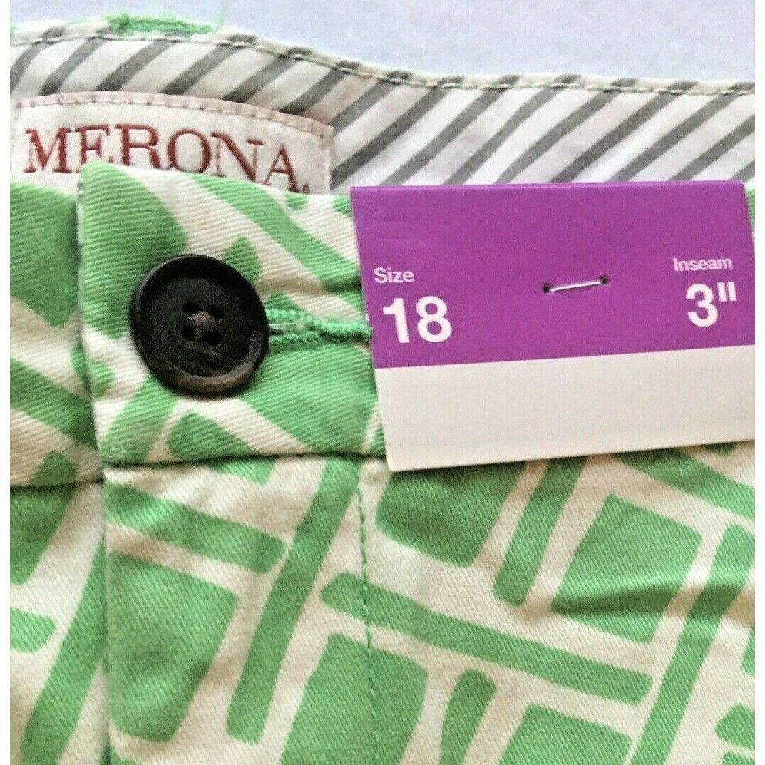 Merona Merona Ladies Shorts Cotton NWT Mint Green & White Size 18 w Size 40" / US 18 - 2 Thumbnail