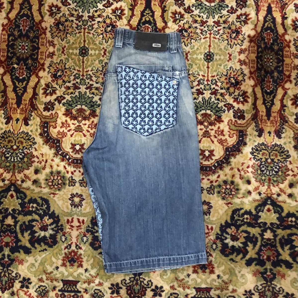 Ecko Unltd. × JNCO × Southpole Tribal Gear Denim Jorts/Denim shorts Graphic embroidery Size US 34 / EU 50 - 2 Thumbnail