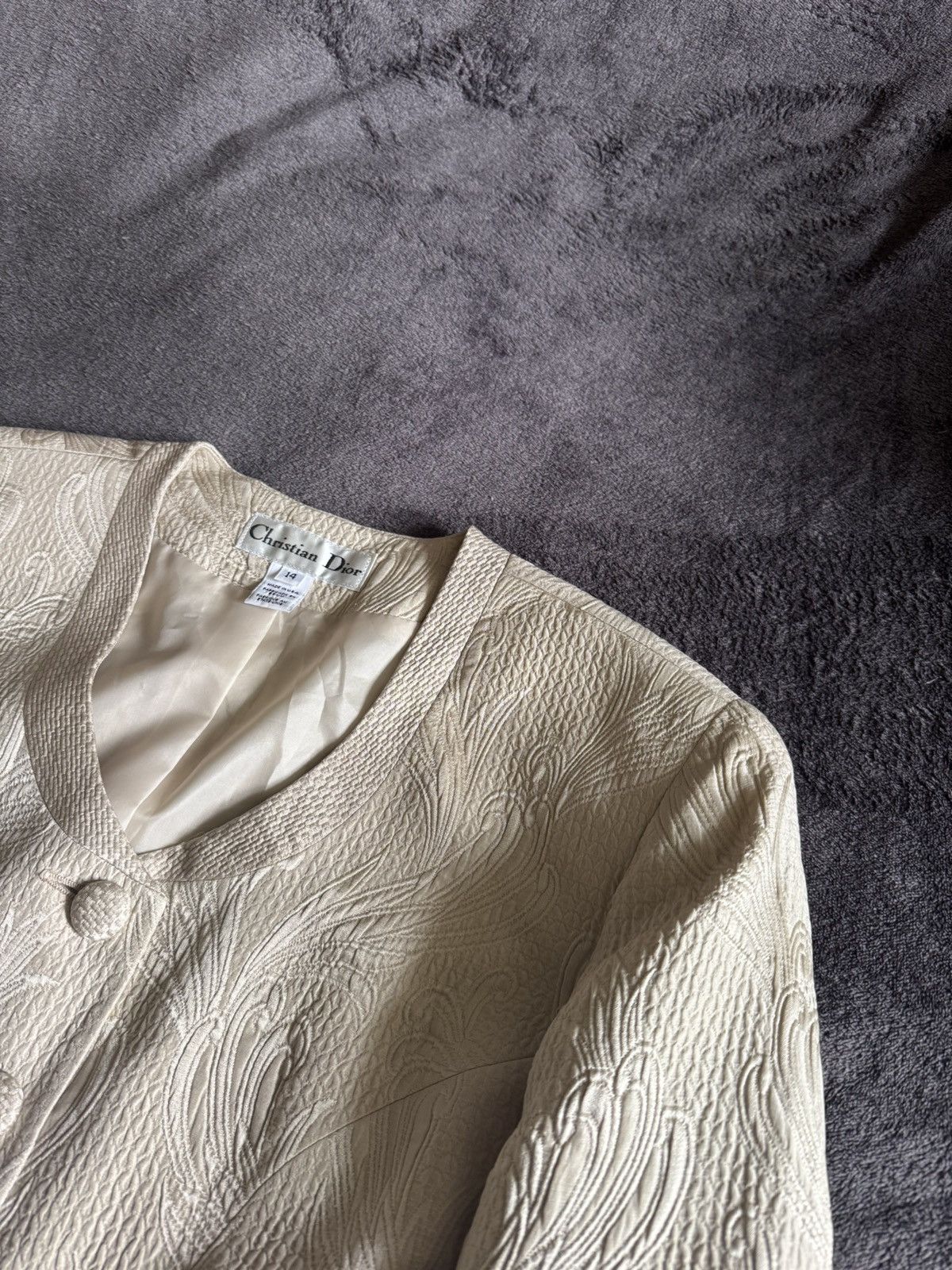 Christian Dior Monsieur Christian Dior vintage woman's silk blazer rare archive Size L / US 10 / IT 46 - 5 Thumbnail