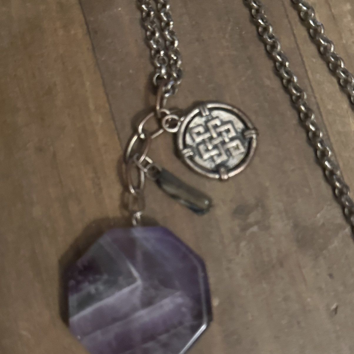 Other Long bronze tone polished purple stone/Buddha charm necklace Size ONE SIZE - 4 Thumbnail