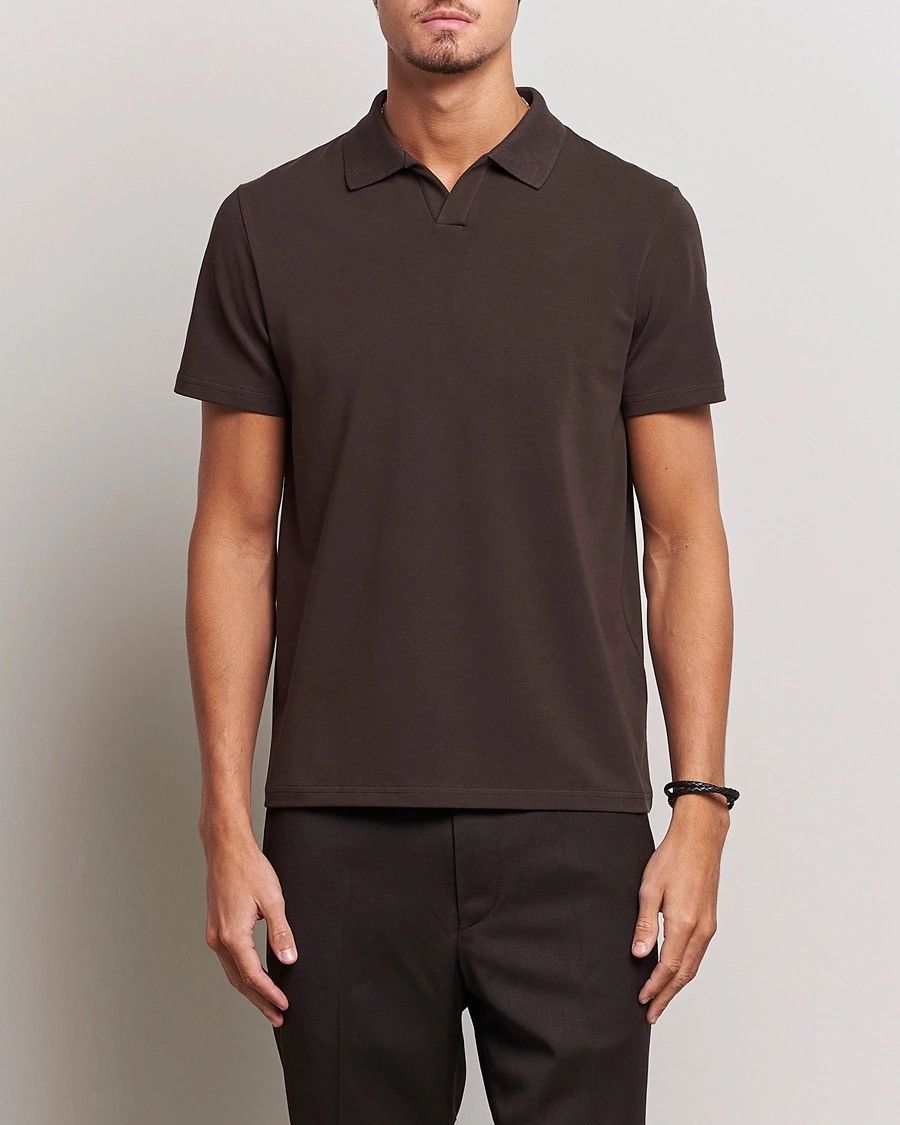 Filippa K Filippa K Brown Chocolate Stretch Cotton Polo T-Shirt Size US S / EU 44-46 / 1 - 2 Thumbnail