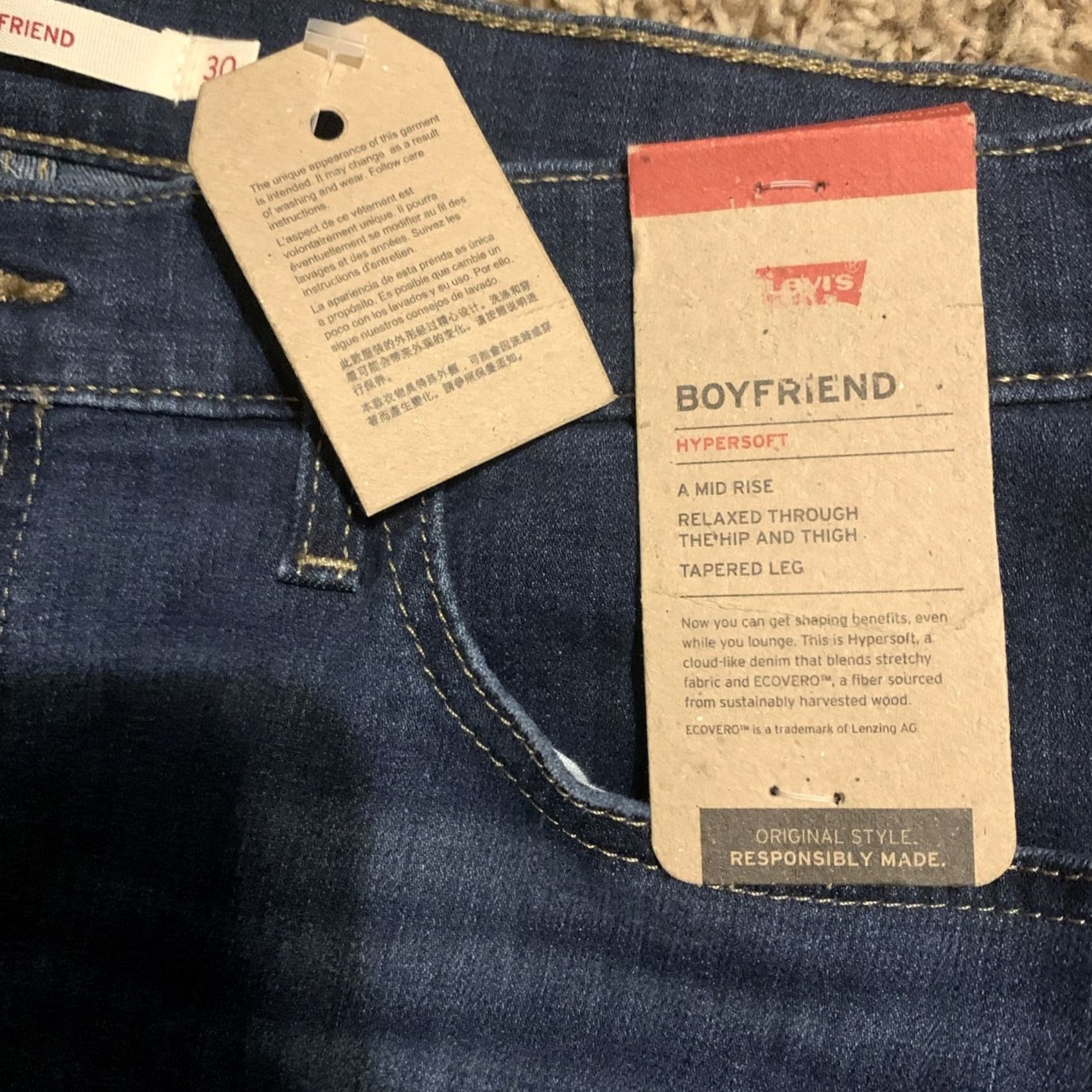 Levi's Levi's Jeans Boyfriend Regular 5-Pocket Denim Blue Mid Rise Womens Sz 10 30x27 NWT Distressed Size 32" / US 10 / IT 46 - 5 Thumbnail