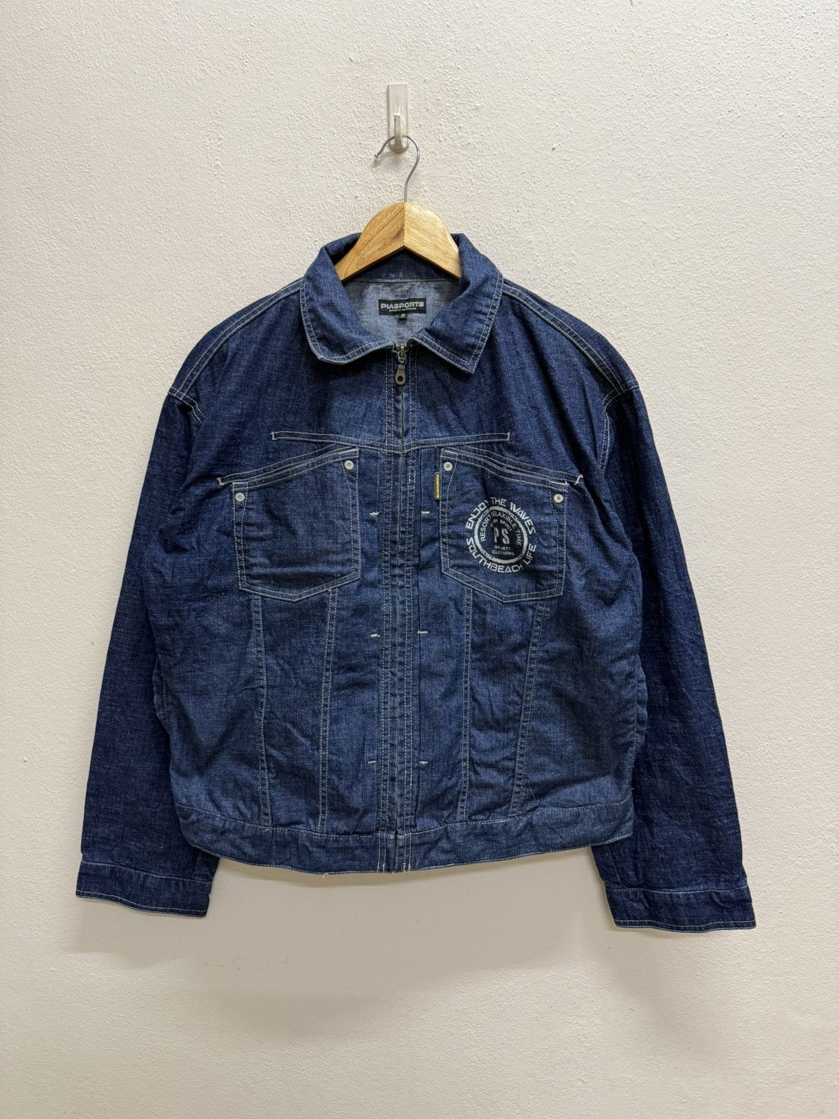 Japanese Brand Piasports Sporty Clothing Denim Jacket Size US M / EU 48-50 / 2 - 16 Thumbnail