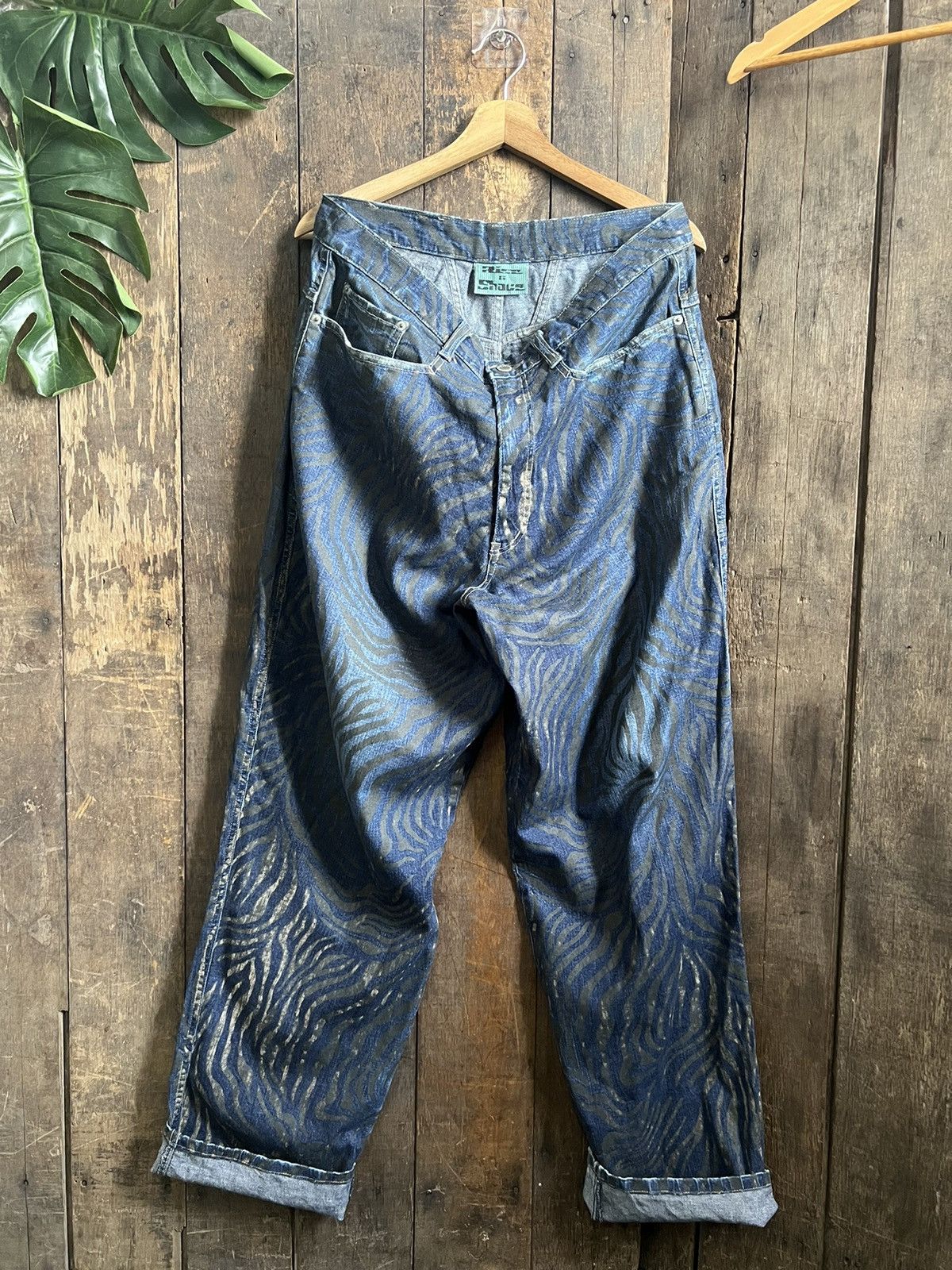 Vintage Rise & Shave Baggy Denim Pant (tiger stripe)