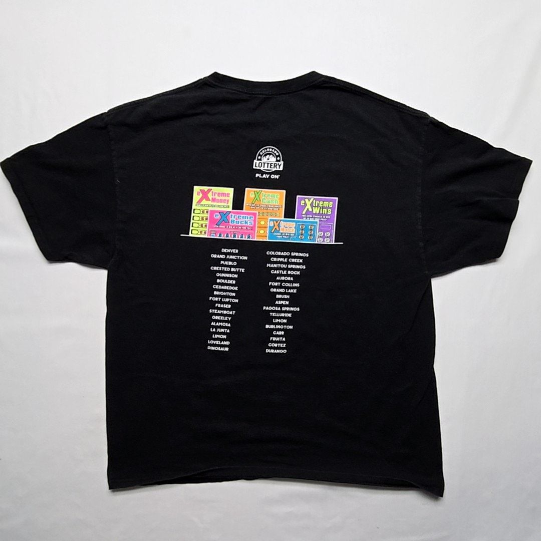 Other Extreme Lazers Graphic Tee Colorado Lottery XL Black T-Shirt Size US XL / EU 56 / 4 - 5 Thumbnail