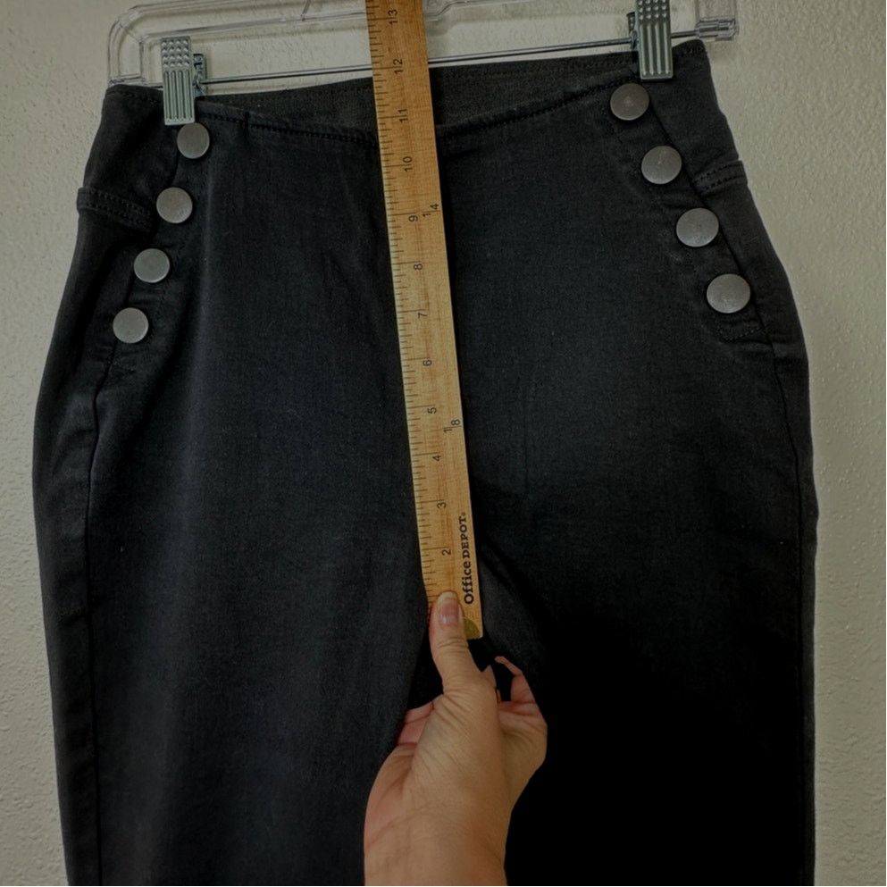 I.N.C I.N.C. Black Pull On Sailor Button High Rise Flare Jeans 6 Size 28" / US 6 / IT 42 - 13 Thumbnail