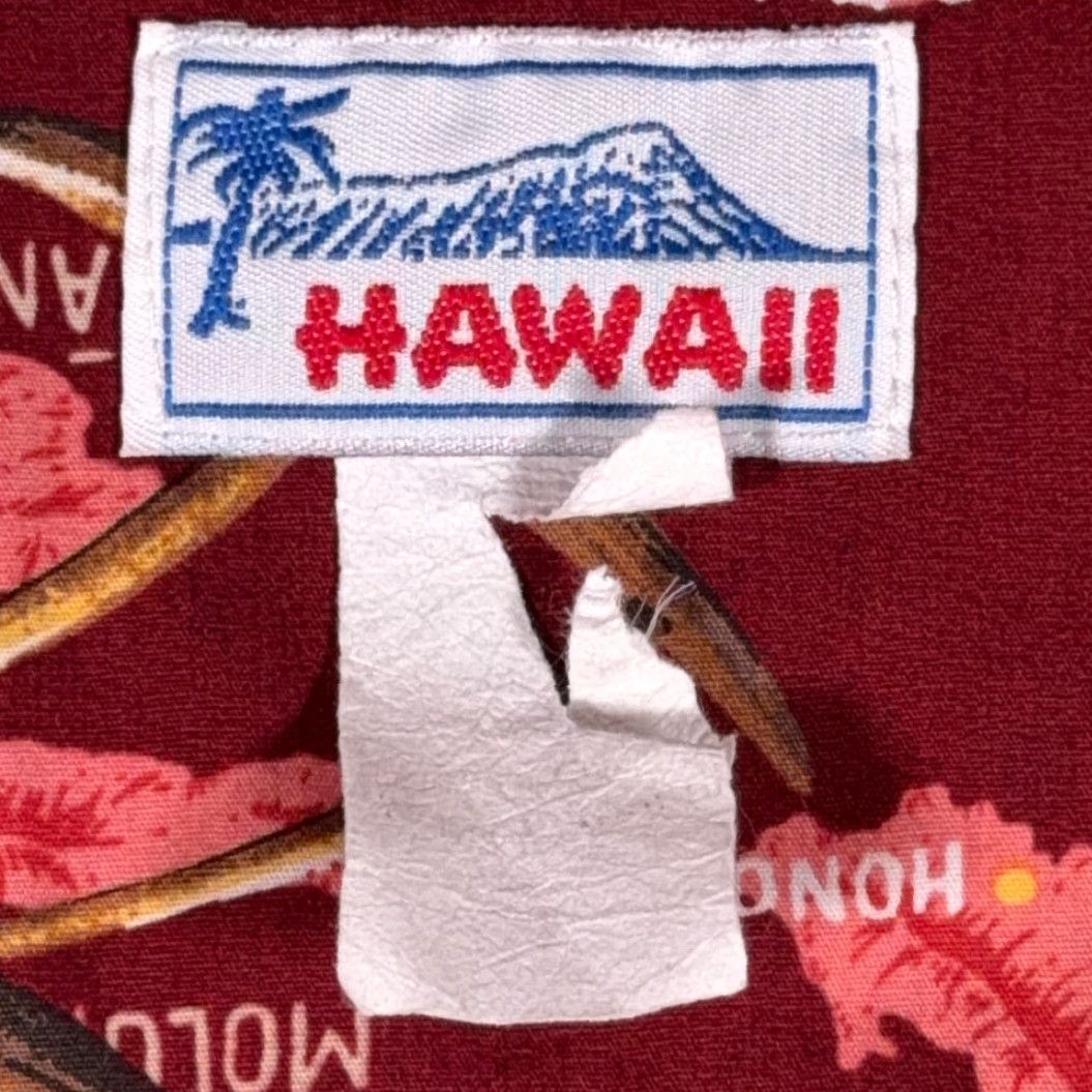 Vintage VINTAGE Hawaii Red Hawaii Shirt Hawaiian 80s Surf Honolulu Hibiscus Hawaii USA Short Sleeve Button-Up Adult Large Size US L / EU 52-54 / 3 - 6 Thumbnail
