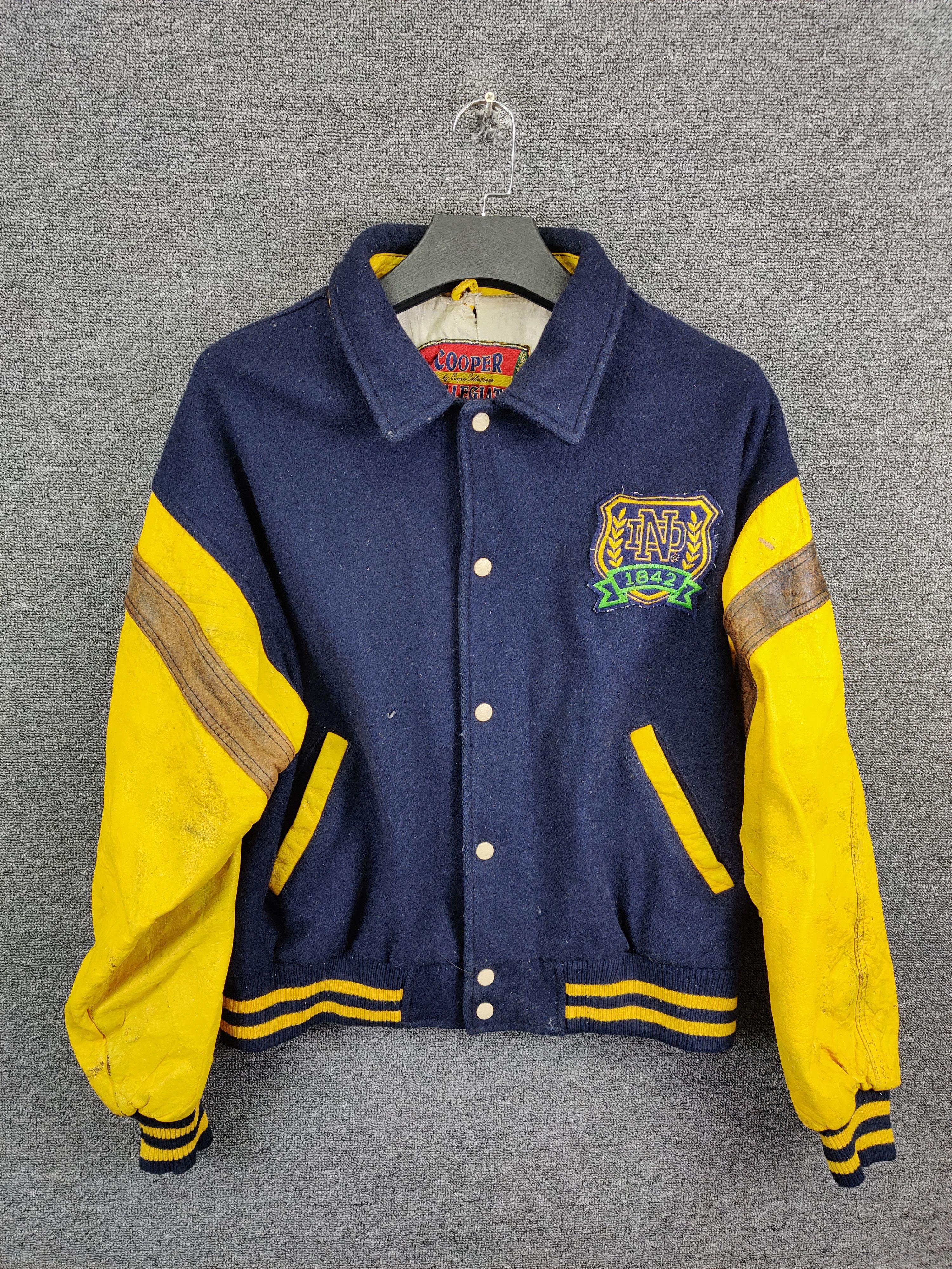 Vintage Vintage 90s Cooper Collegiate Wool Varsity Leather Jacket Size US XL / EU 56 / 4 - 2 Thumbnail