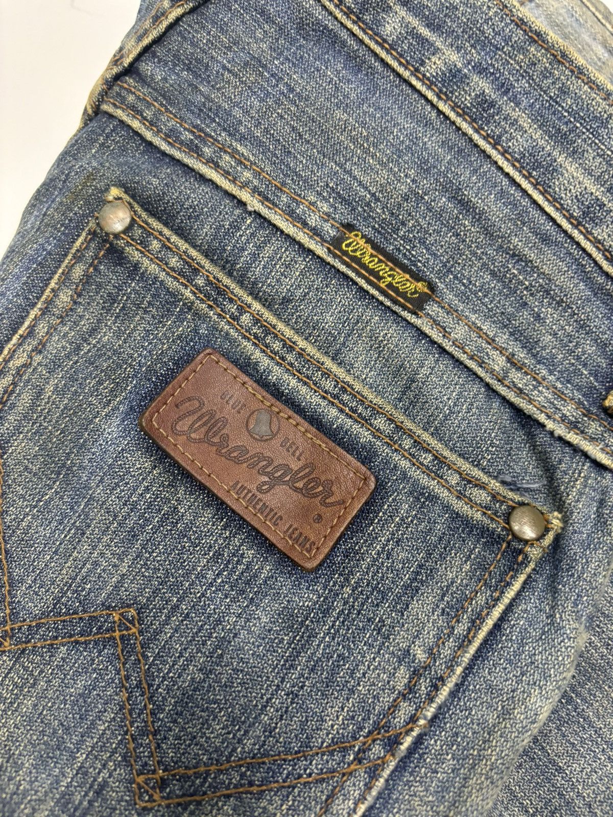If Six Was Nine Vintage Wrangler Mud Wash Flare Jeans Distressed Denim Size 27" / US 4 / IT 40 - 12 Thumbnail