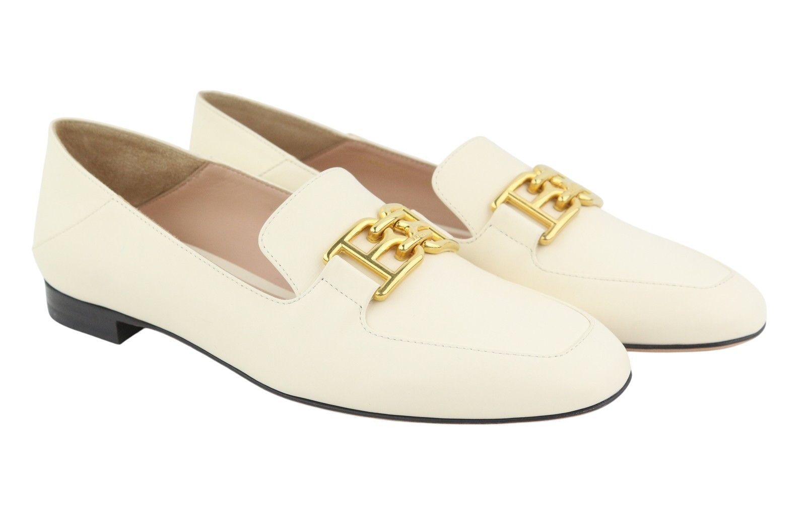 Bally ELLAH EU36.5 Milky Leather Gold Detail Loafers 88410 Size US 5.5 / IT 35.5 - 2 Thumbnail