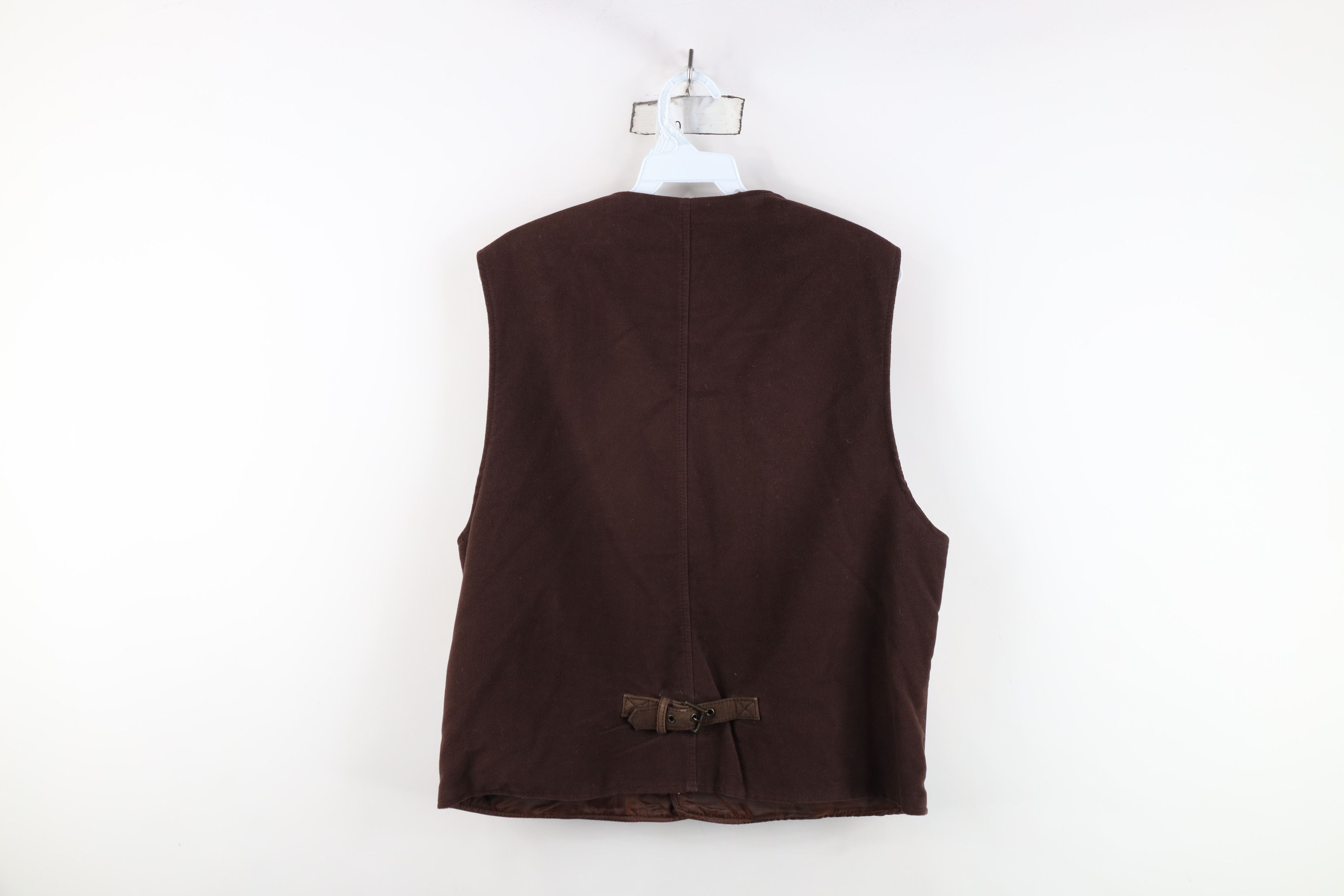 Gap Vintage 90s Gap Buckle Back Suede Leather Vest Jacket Brown Size US M / EU 48-50 / 2 - 13 Thumbnail
