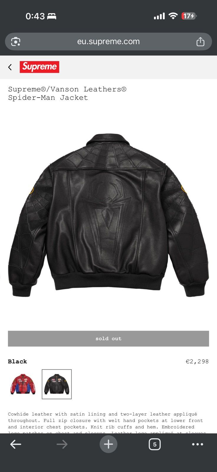Supreme Supreme Spiderman Jacket Black Size US M / EU 48-50 / 2 - 2 Thumbnail