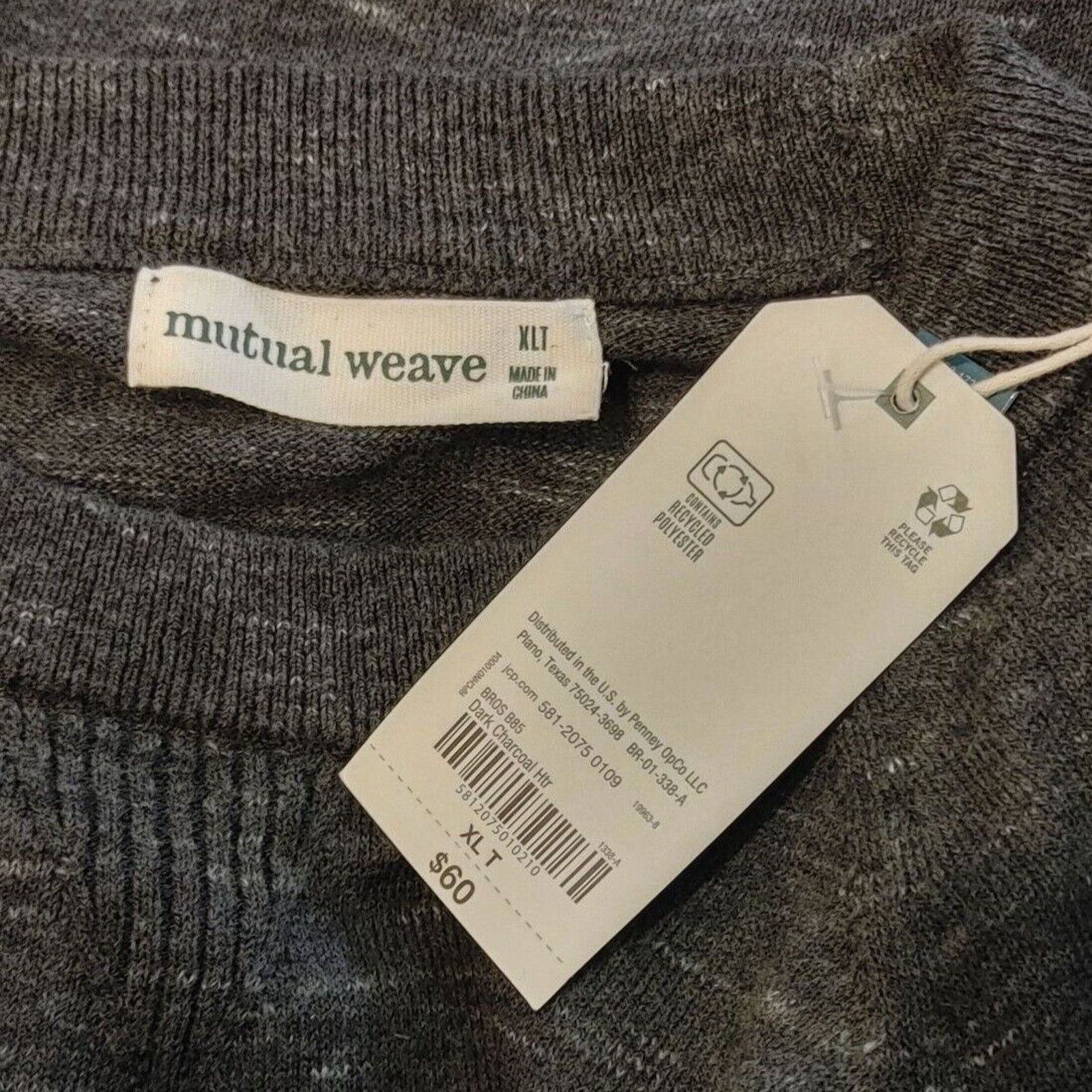 Other Mutual Weave Women's Gray Long Sleeve Crewneck Wool Top XLT Size XL / US 12-14 / IT 48-50 - 3 Thumbnail