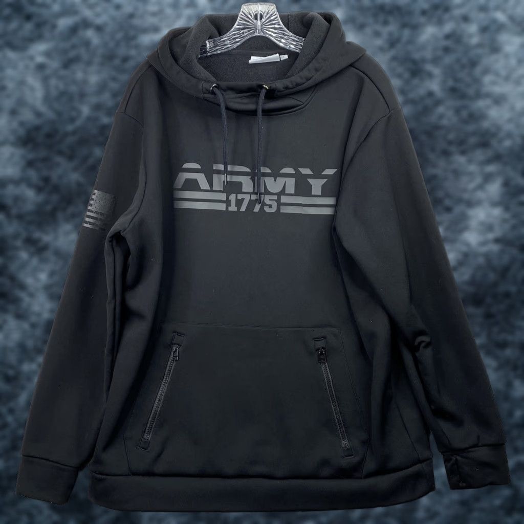 Vintage Army Performance Hoodie Mens L Black Sweatshirt 1775 Flag Fleece Pullover Active Size US L / EU 52-54 / 3 - 1 Thumbnail