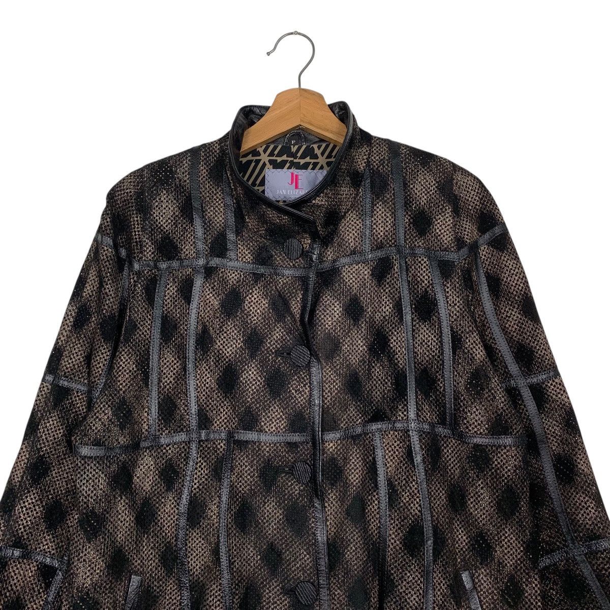 Japanese Brand Jan Elizabeth Checkered Leather Jacket Size M / US 6-8 / IT 42-44 - 2 Thumbnail
