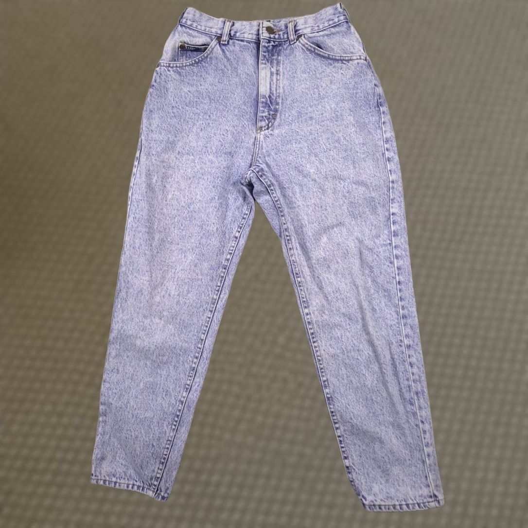 Lee VINTAGE Lee Jeans Womens 12P Blue Acid Wash High Rise Tapered Denim 80s Size 34" / US 12 / IT 48 - 1 Thumbnail
