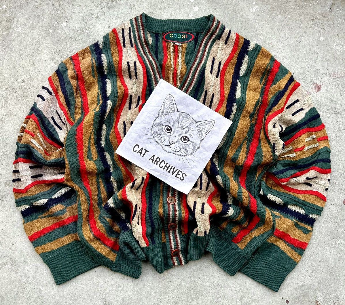 Coogi 💥SUPER RARE💥 VINTAGE COOGI 3D MULTICOLOURED CABLE CARDIGAN Size US L / EU 52-54 / 3 - 8 Thumbnail