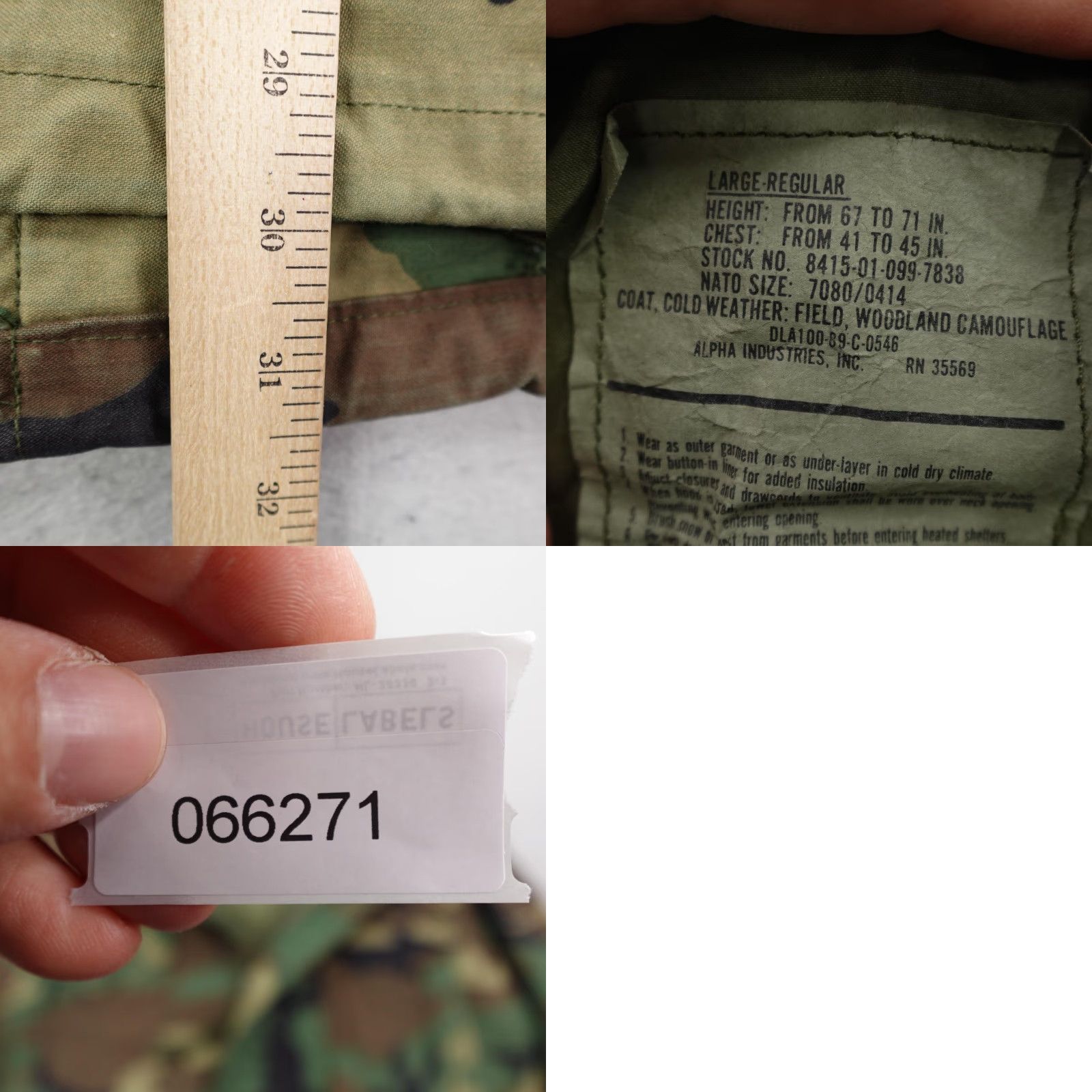 Alpha Industries VINTAGE Alpha Industries Coat Military Jacket Large Woodland Camo Winter Mens L Green 80s Premium Quality Size US L / EU 52-54 / 3 - 8 Thumbnail