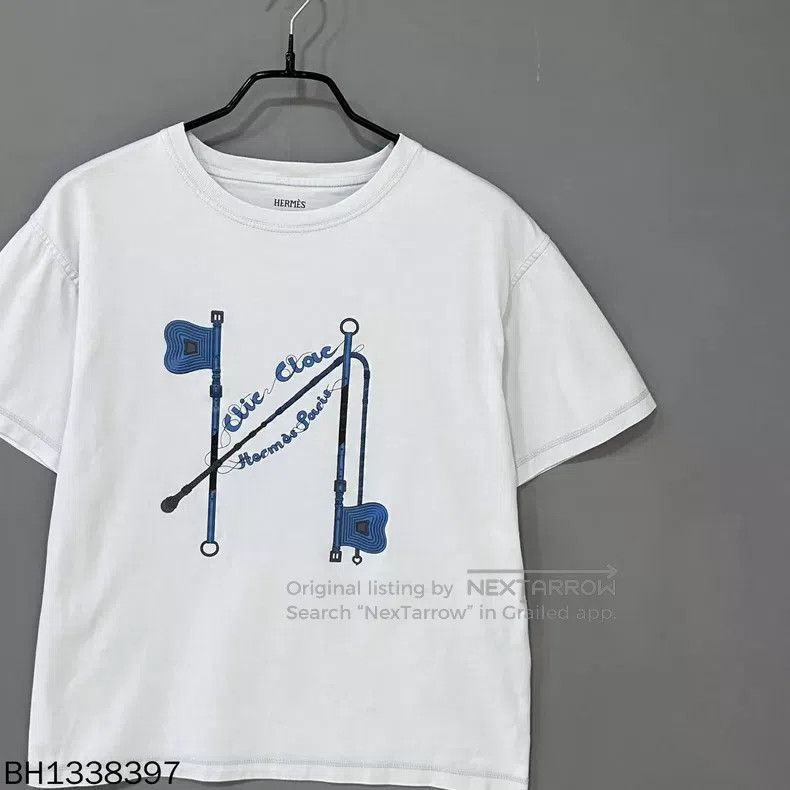 Hermes Hermes Teal Printed Logo Short-Sleeve Size XXS / US 00 / IT 34 - 2 Thumbnail