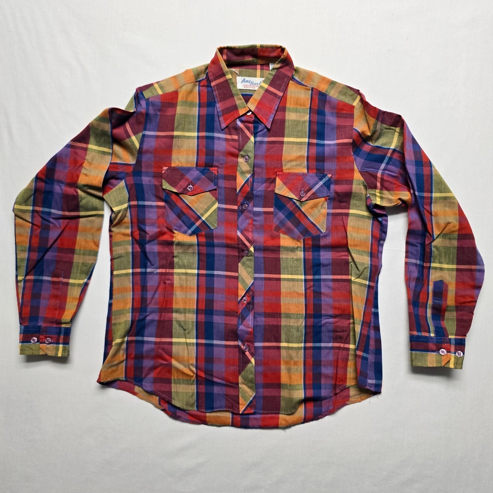 Vintage Vintage Amy Barr Womens Plaid Long Sleeve Button Blouse Size L / US 10 / IT 46 - 1 Thumbnail