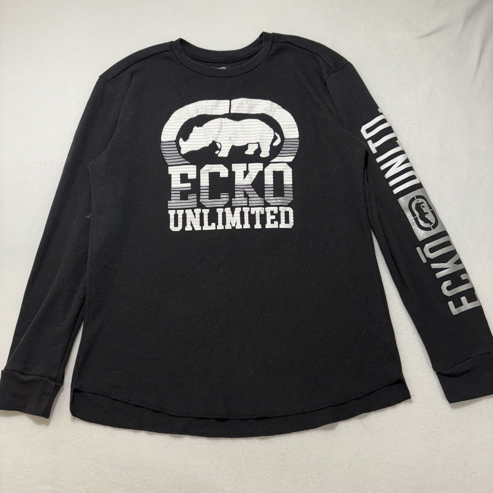 Ecko Unltd. Ecko Unltd Large Waffle Knit T Shirt Rawthentic Crewneck Y2K Size US L / EU 52-54 / 3 - 1 Thumbnail