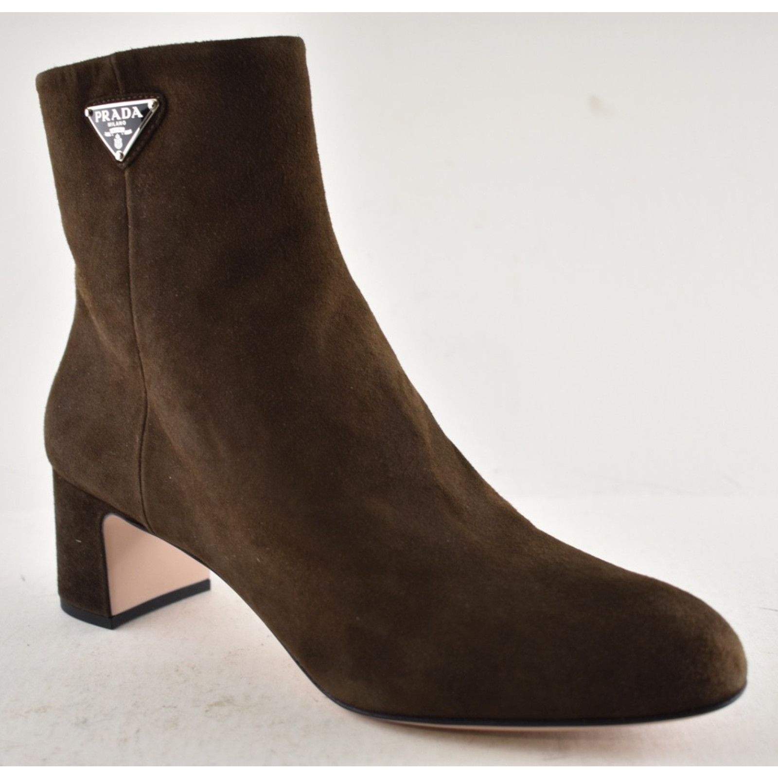 Prada Prada 55MM Moro Chocolate Brown Suede Logo Short Ankle Size US 7.5 / IT 37.5 - 5 Thumbnail