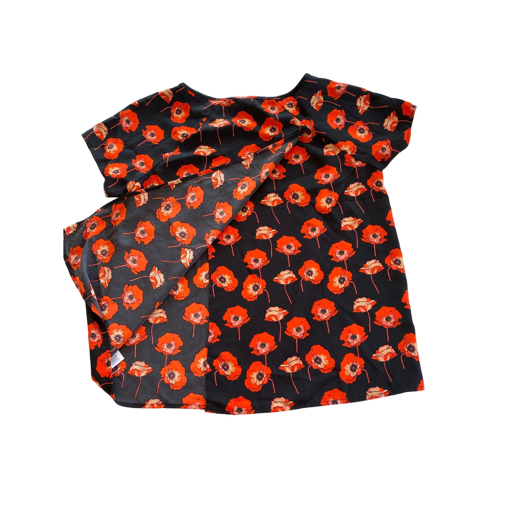 Designer CAbi Red Poppies Short Sleeve Blouse Tunic W's Small Split B Size S / US 4 / IT 40 - 6 Thumbnail