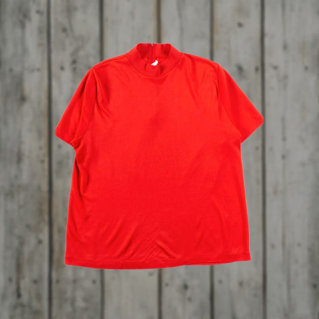 Sears VINTAGE Sears Top Woman Red Shirt Short Sleeve Large Polyester Blouse Women's Retro 42 size Large Red Sears Size L / US 10 / IT 46 - 1 Thumbnail