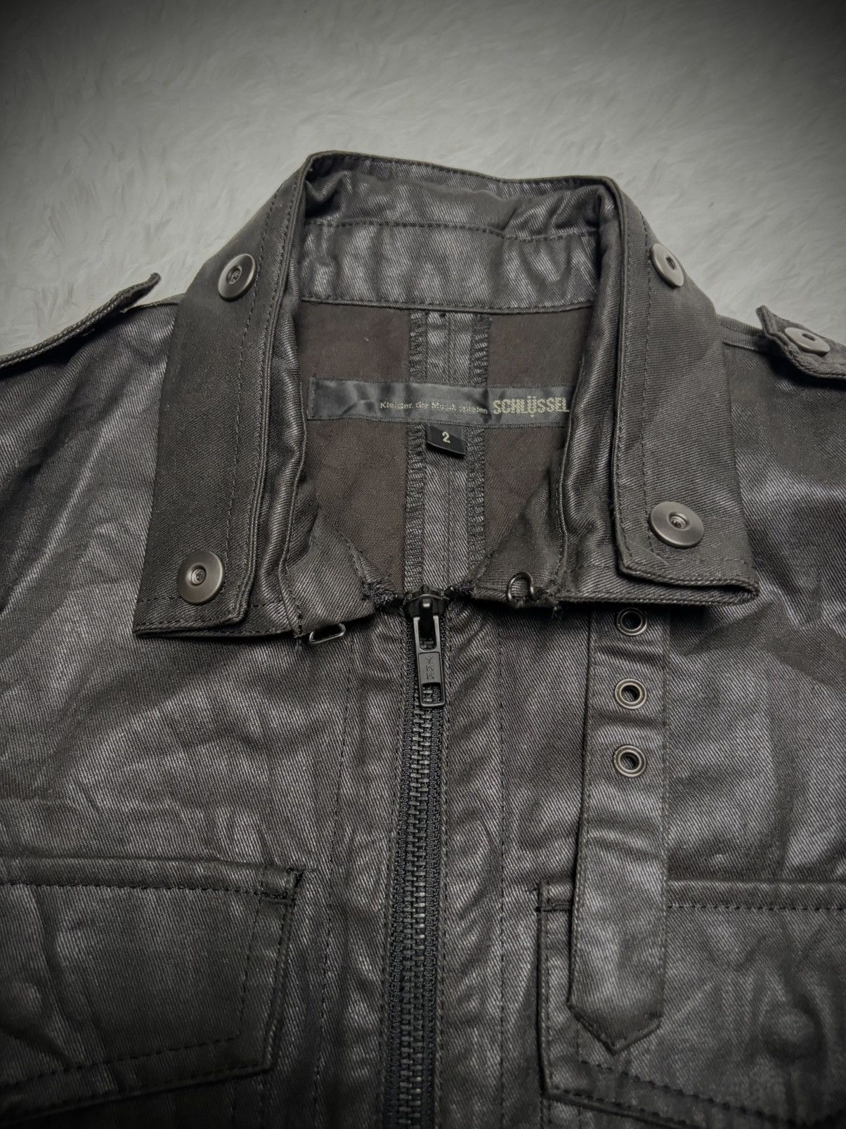 Japanese Brand Rare 2000s Schlussel biker waxed denim jacket vkei Size US M / EU 48-50 / 2 - 2 Thumbnail