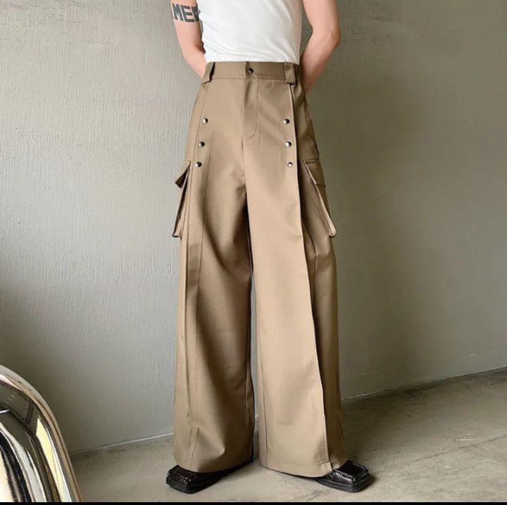 Japanese Brand Mens Casual Wide Leg Trousers Size US 32 / EU 48 - 1 Thumbnail