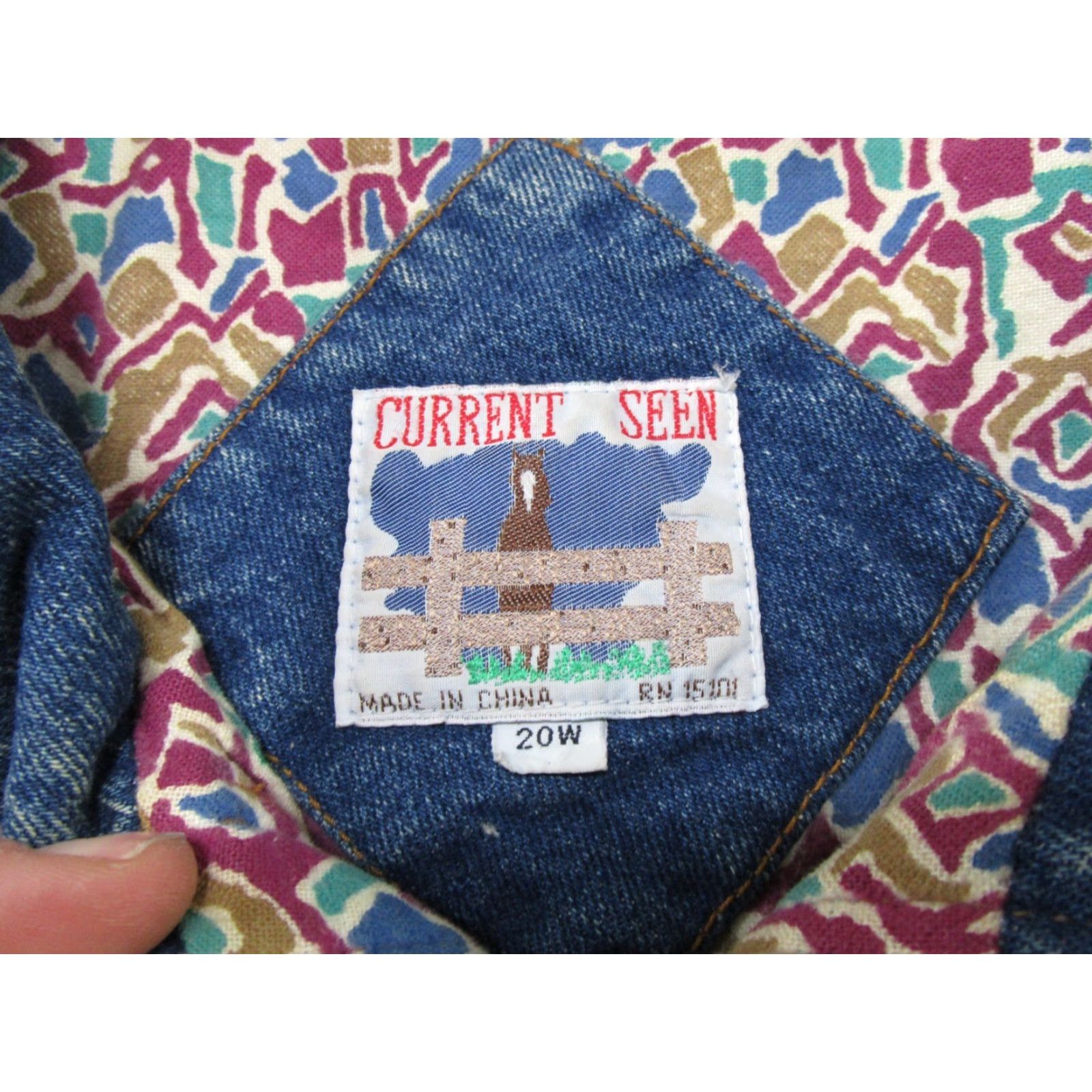 Vintage VINTAGE Current Seen Blue Denim Western Plaid Jacket Women 20W Mid-Length 3/4 Sleeve Button Lined Pockets Knit? Size 3XL / US 20-22 - 2 Thumbnail