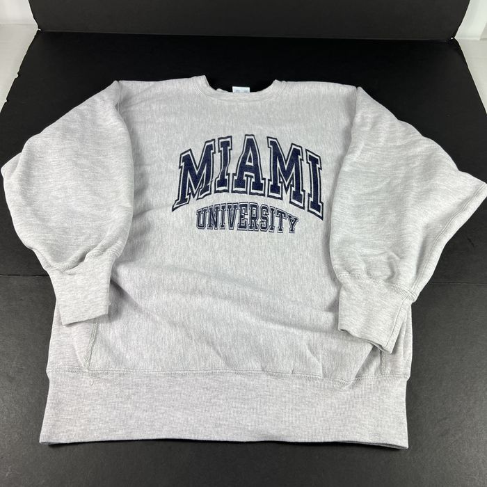 Vintage VTG Champion Reverse Weave Miami Grey Blue Tint Crewneck