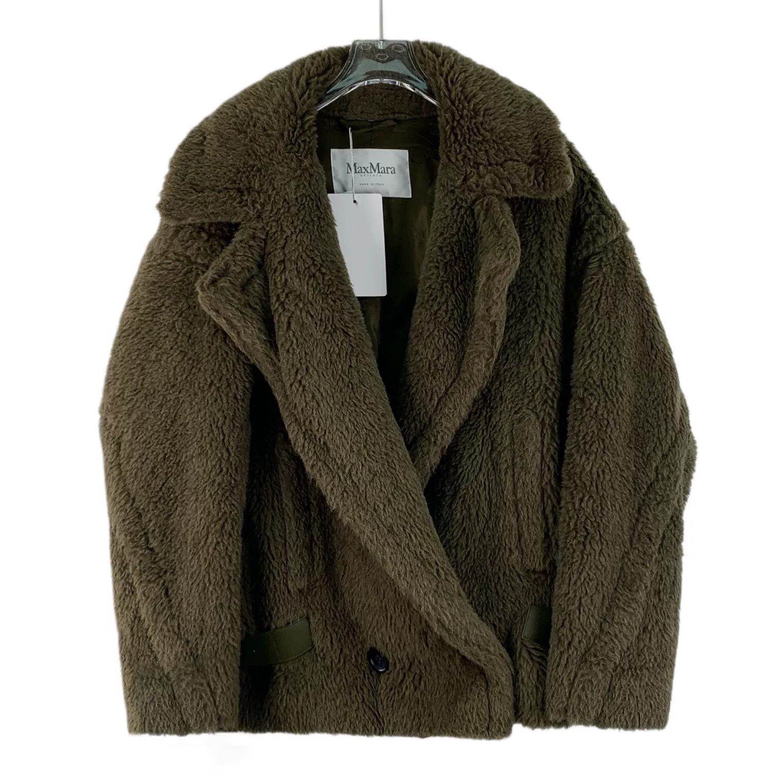 Max Mara maxmara green teddy wool double-breasted coat Size US XS / EU 42 / 0 - 1 Thumbnail
