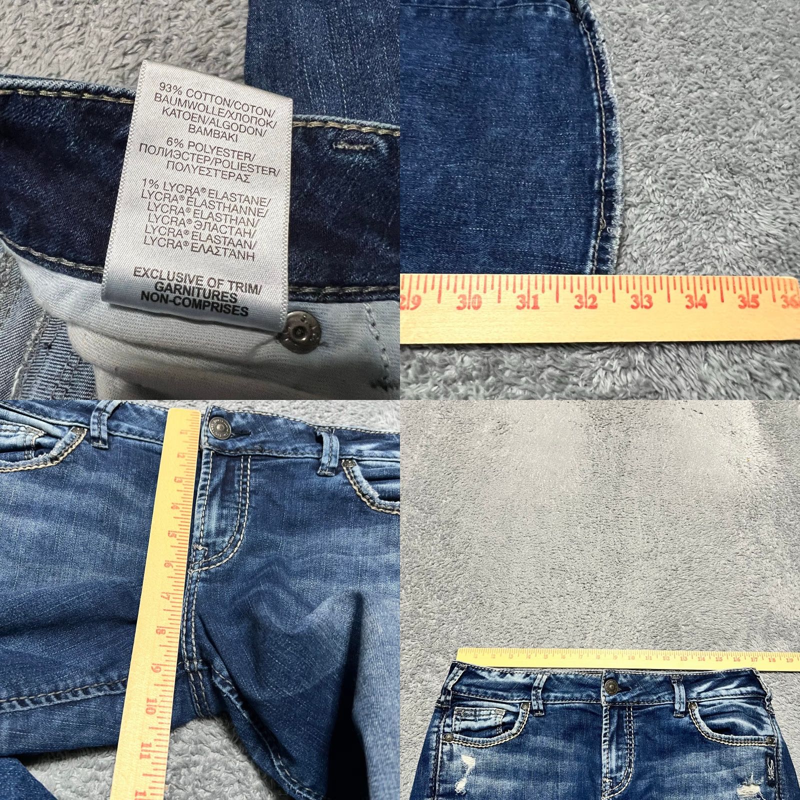 Silver Jeans Co. Silver Jeans Elyse Boot Blue Western Contrast Stitch Womens 30 Regular 34x32.5 Bootcut Jeans Women Size 30" / US 8 / IT 44 - 8 Thumbnail