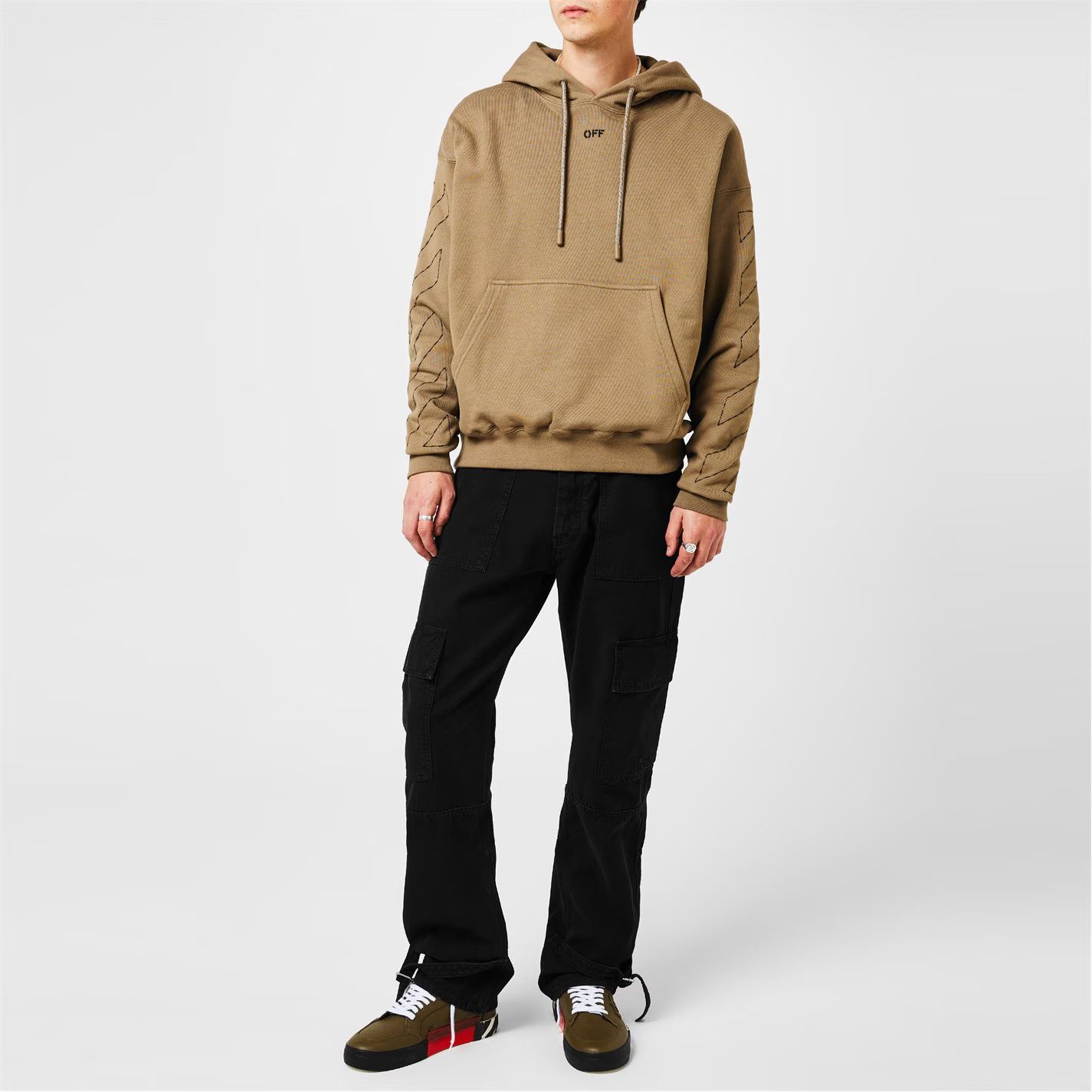 Off-White o1g2r1mq0226 Stitch Pull Over Hoodie In Beige Size US S / EU 44-46 / 1 - 3 Thumbnail