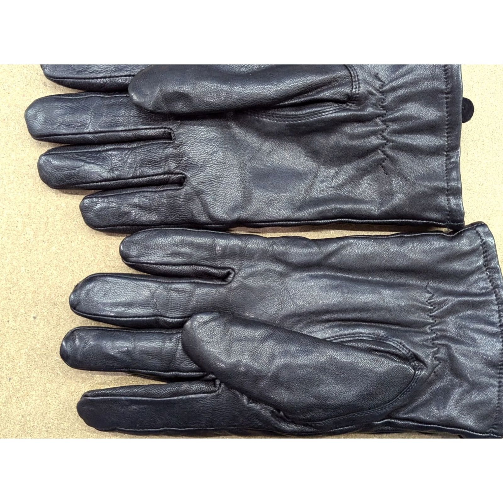 Vintage Genuine Leather Mens Gloves Size 10.5 Black Winter Acryl Lining Glove Warm Casual Men Leather Handwear Size ONE SIZE - 6 Thumbnail