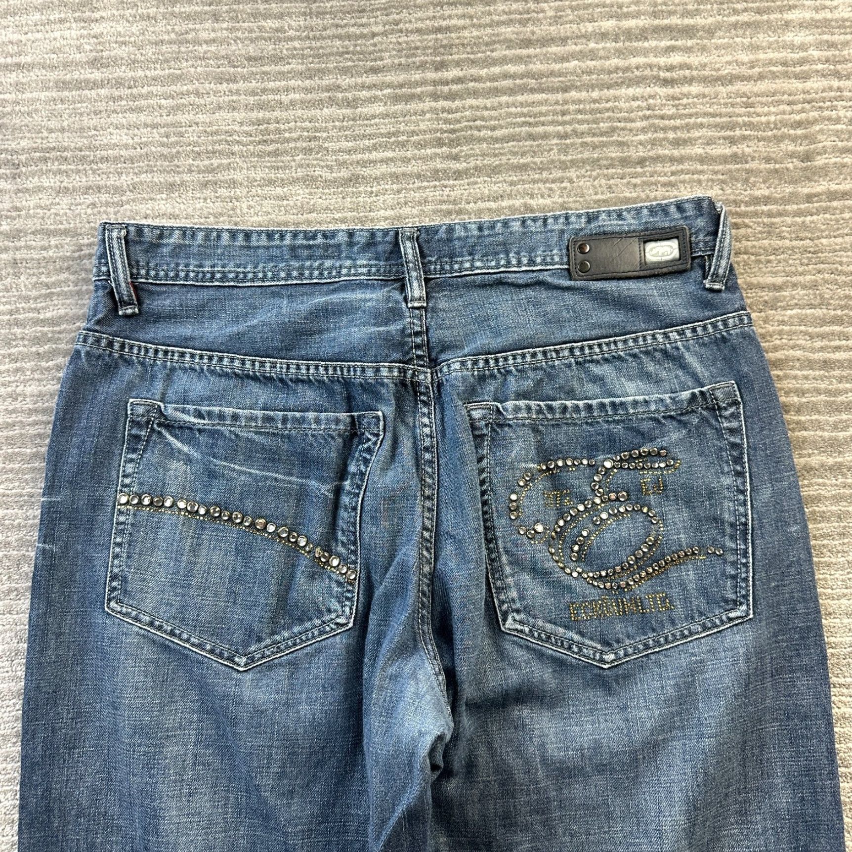 Ecko Unltd. VINTAGE Ecko Unltd Jeans Mens 36x30 Gray Denim Pants Y2K Rhinestones Baggy 10" Jeans Size US 36 / EU 52 - 6 Thumbnail