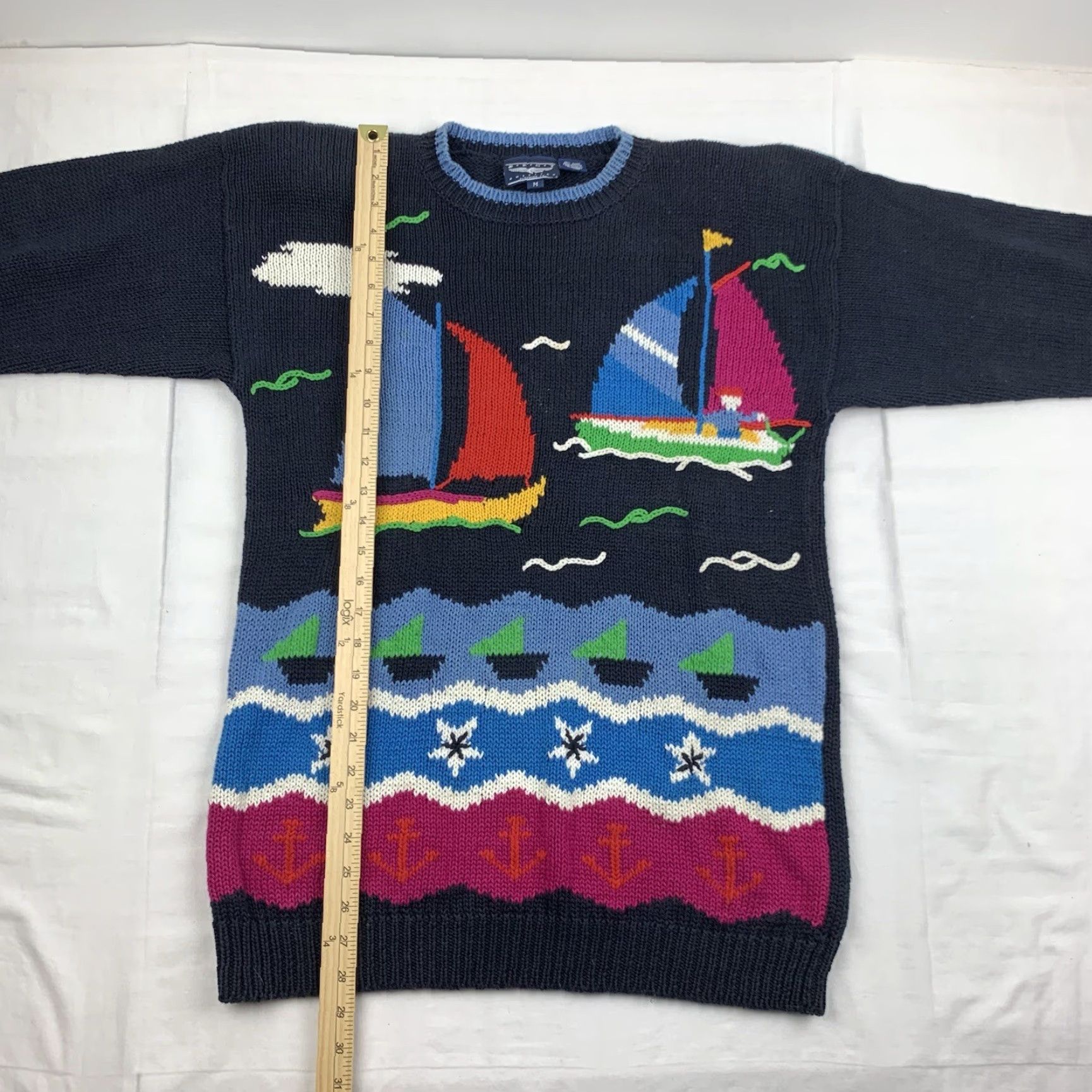 Vintage VINTAGE Best American Clothing Co Sweater Womens M Black Knit Sailboat 90s Pullover Crew Neck Long Sleeve Size M / US 6-8 / IT 42-44 - 5 Thumbnail
