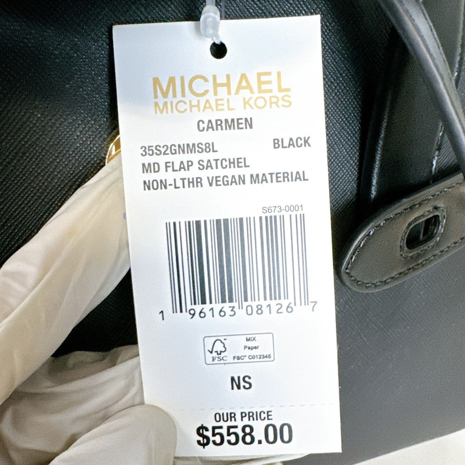 Michael Kors MICHAEL KORS 35S2GNMS8L Carmen MD Leather Belted Satchel Blk Size ONE SIZE - 7 Thumbnail